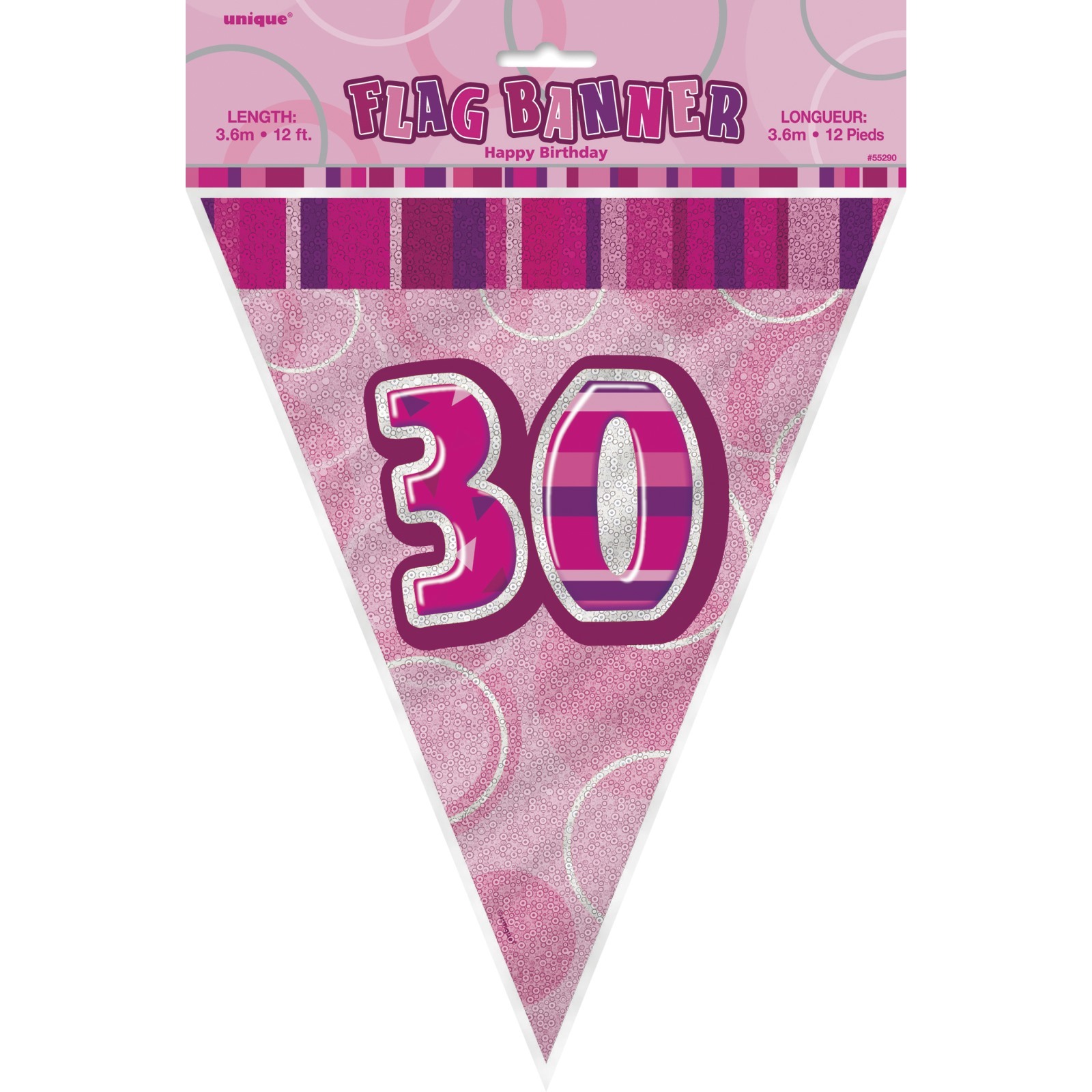 Glitz Pink 30th Birthday Flag Banner
