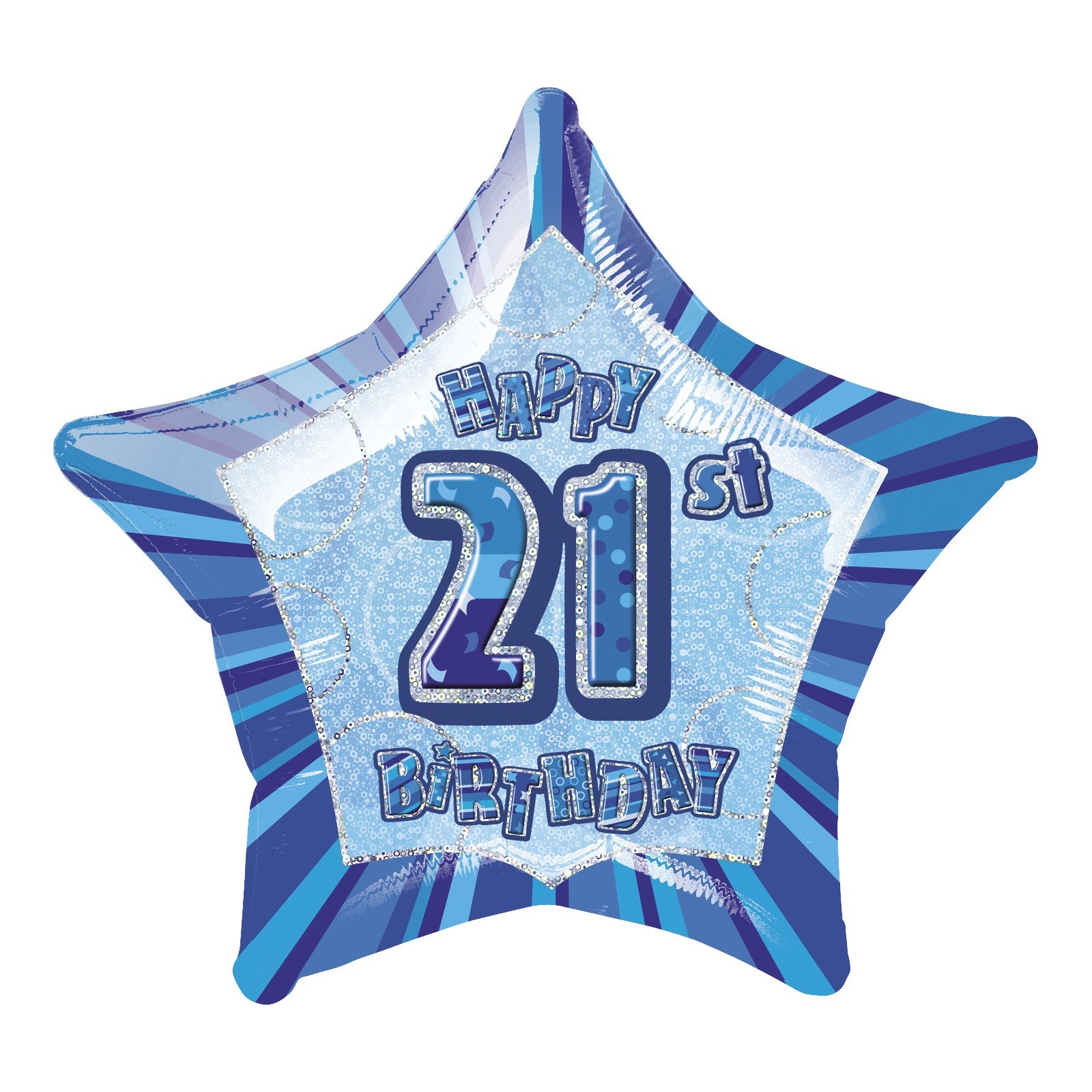 Glitz Blue 21st Birthday Helium Balloon