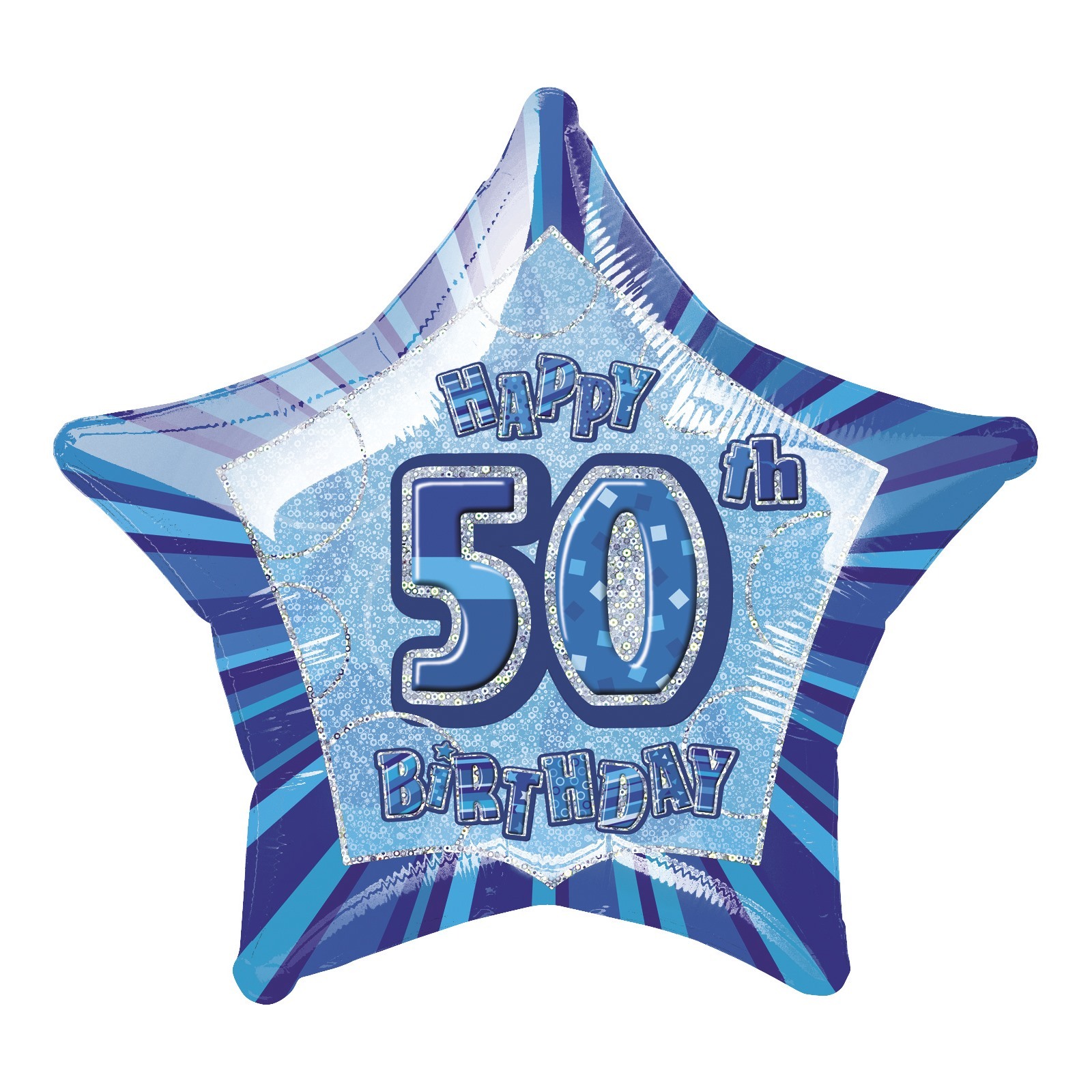 Glitz Blue 50th Birthday Helium Balloon