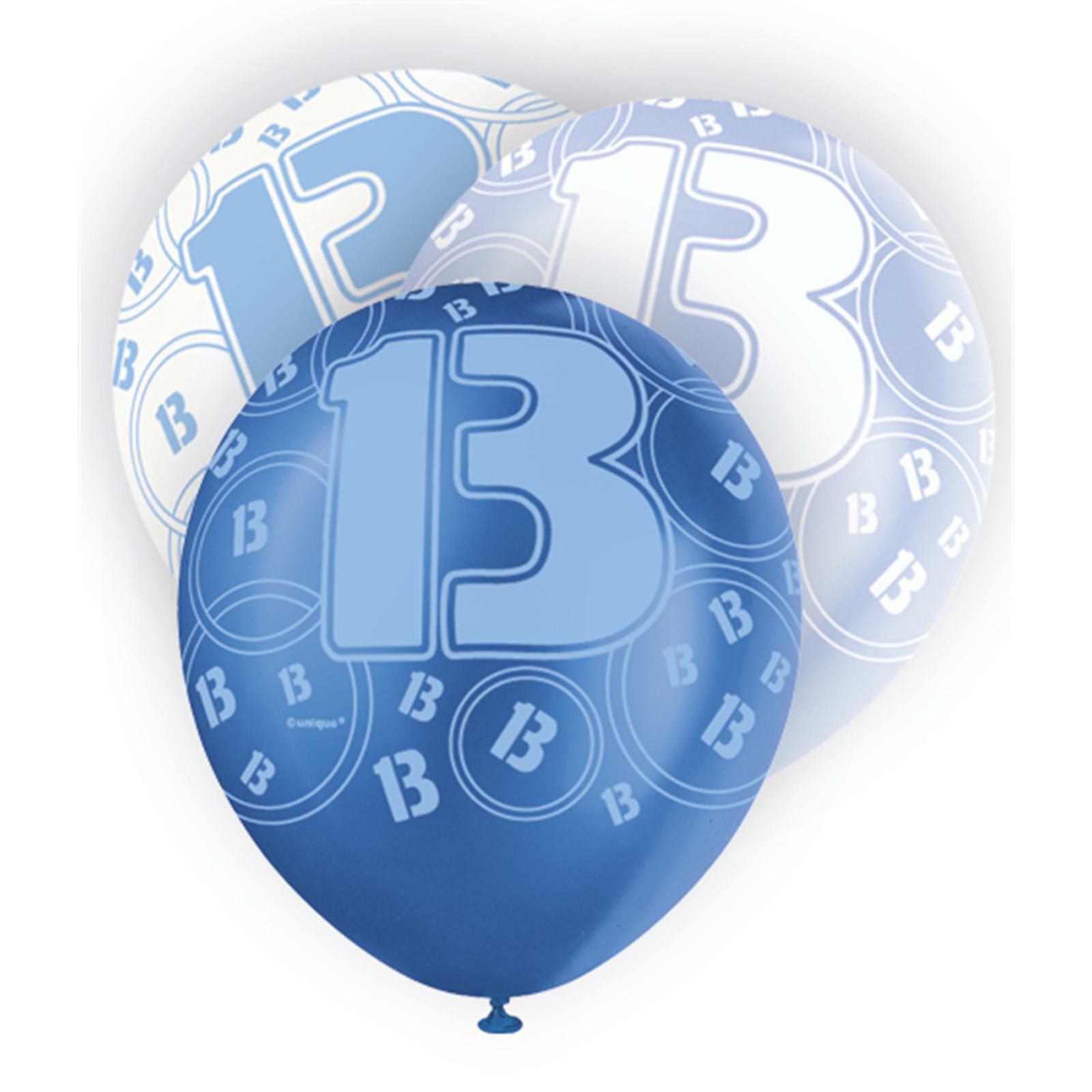 Glitz Blue 13th Birthday Balloons (Pack of 6)