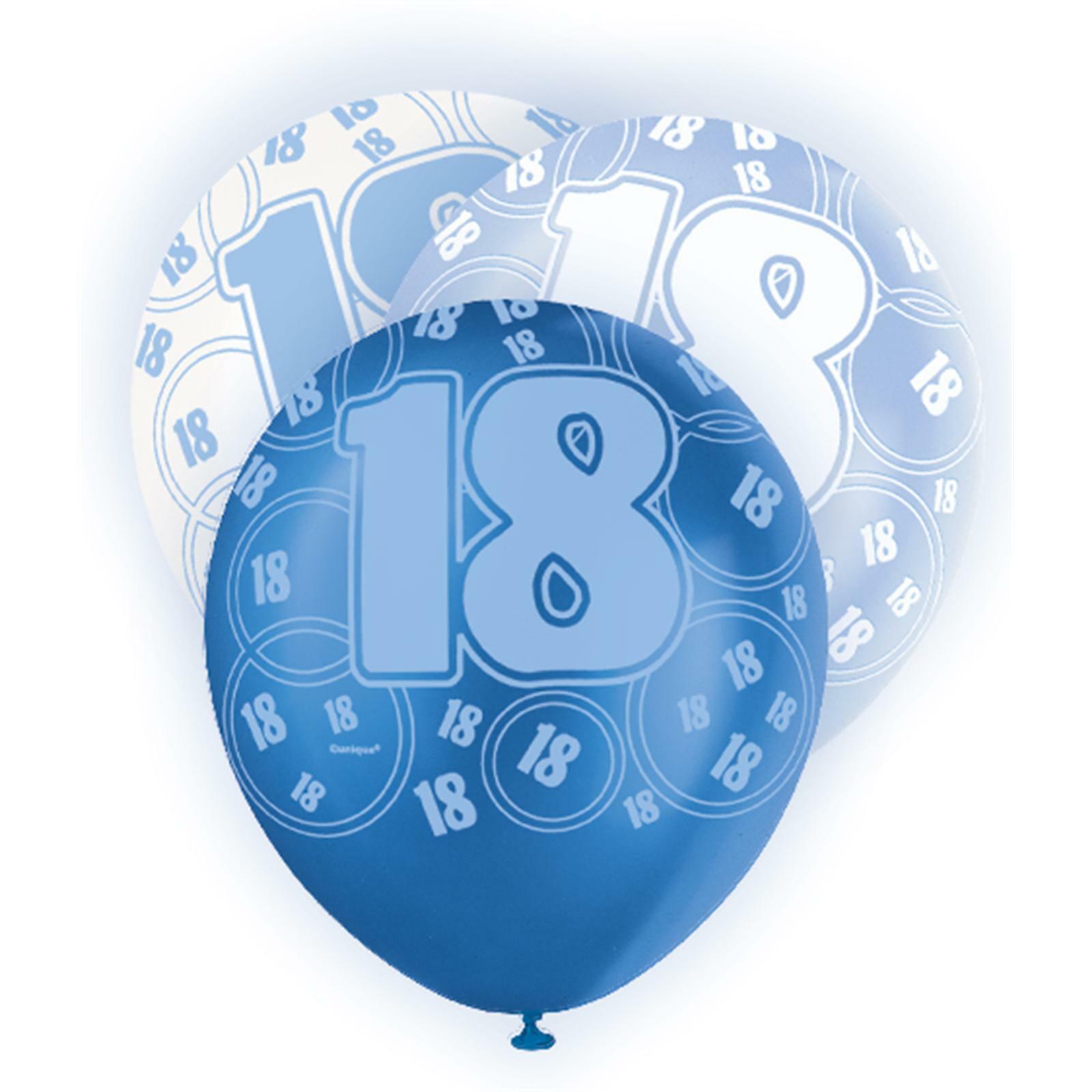 Glitz Blue 18th Birthday Balloons (Pack of 6)