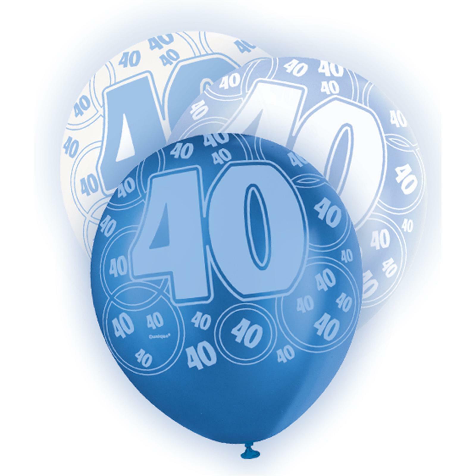 Glitz Blue 40th Birthday Balloons (Pack of 6)