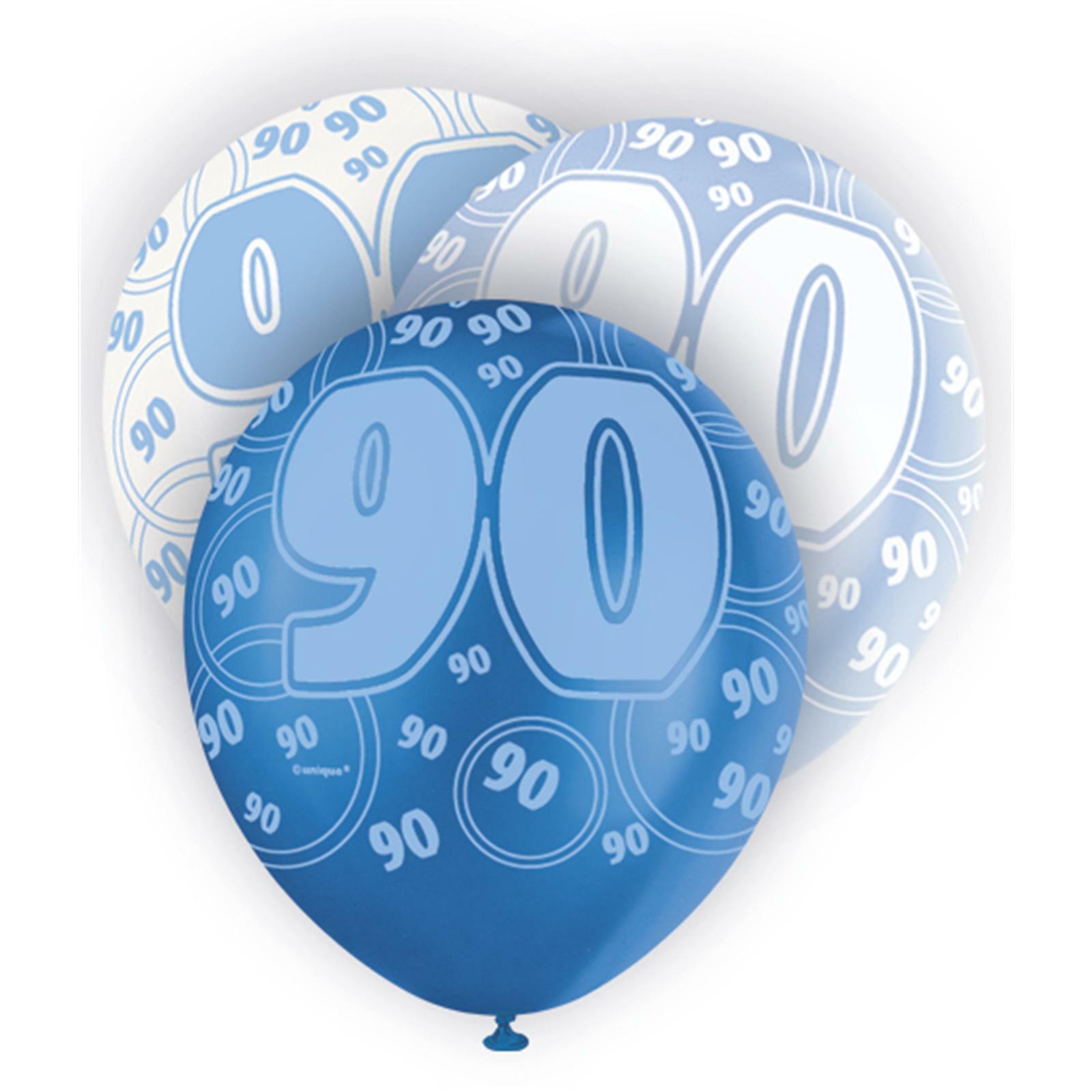 Glitz Blue 90th Birthday Balloons (Pack of 6)