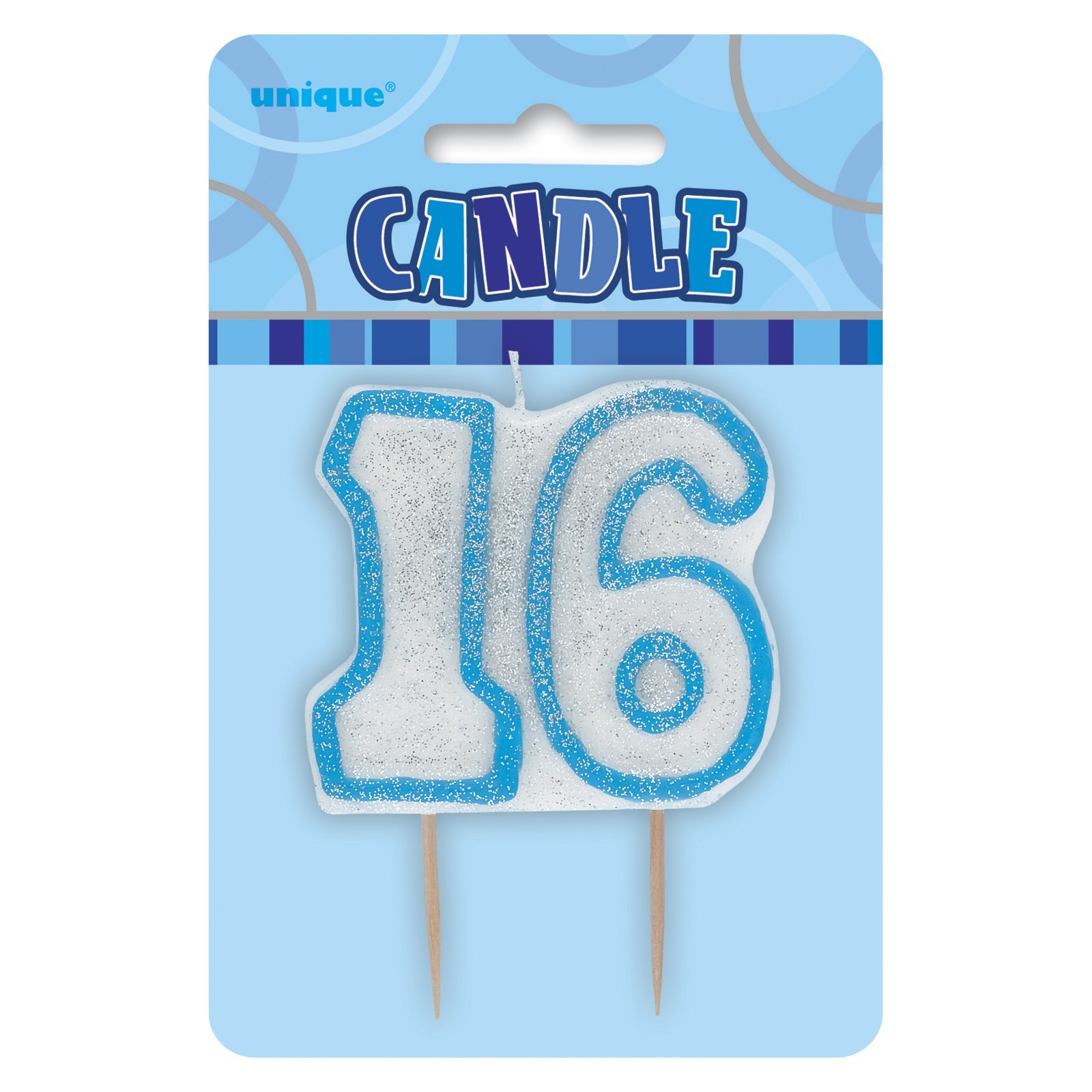 Glitz Blue 16th Birthday Candle