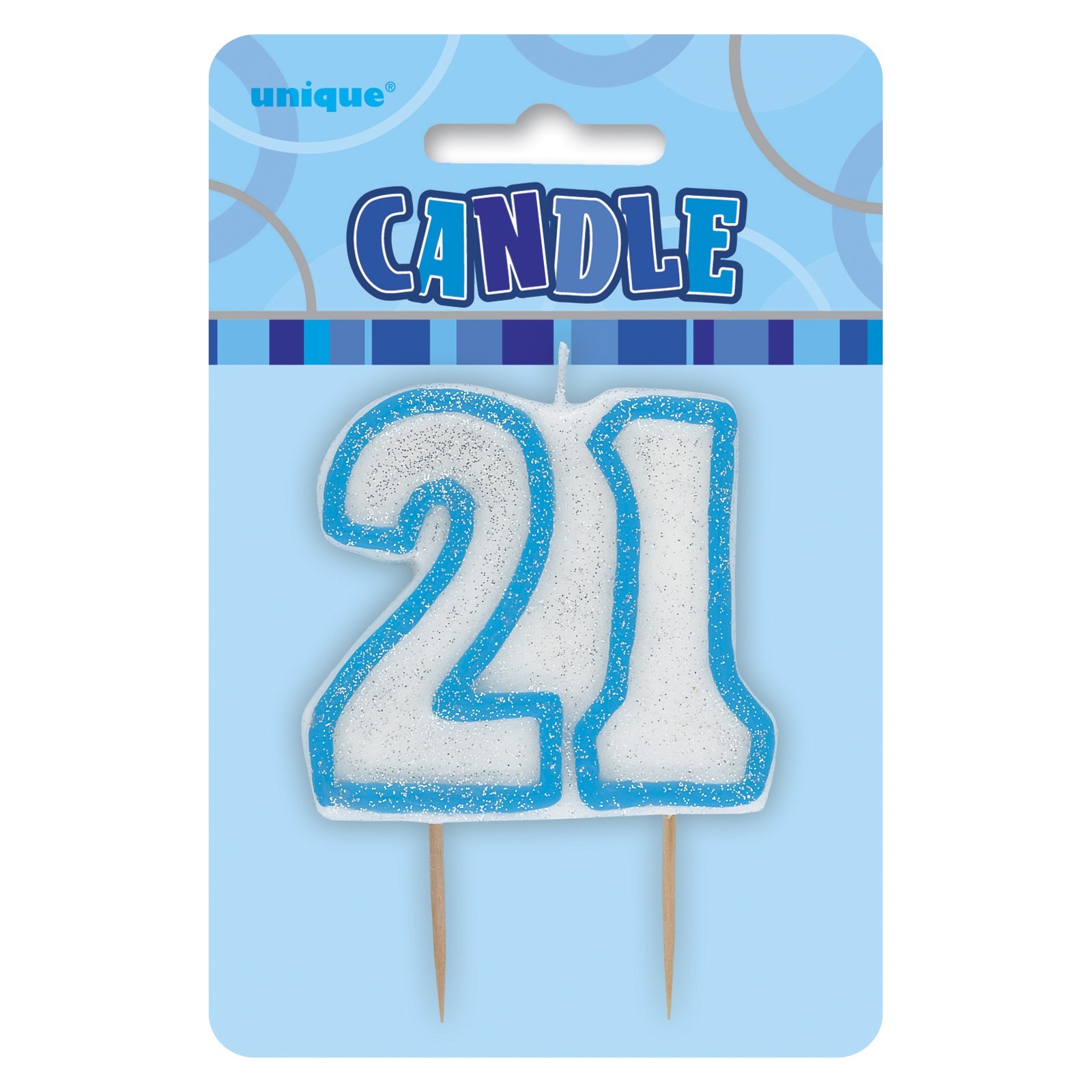 Glitz Blue 21st Birthday Candle