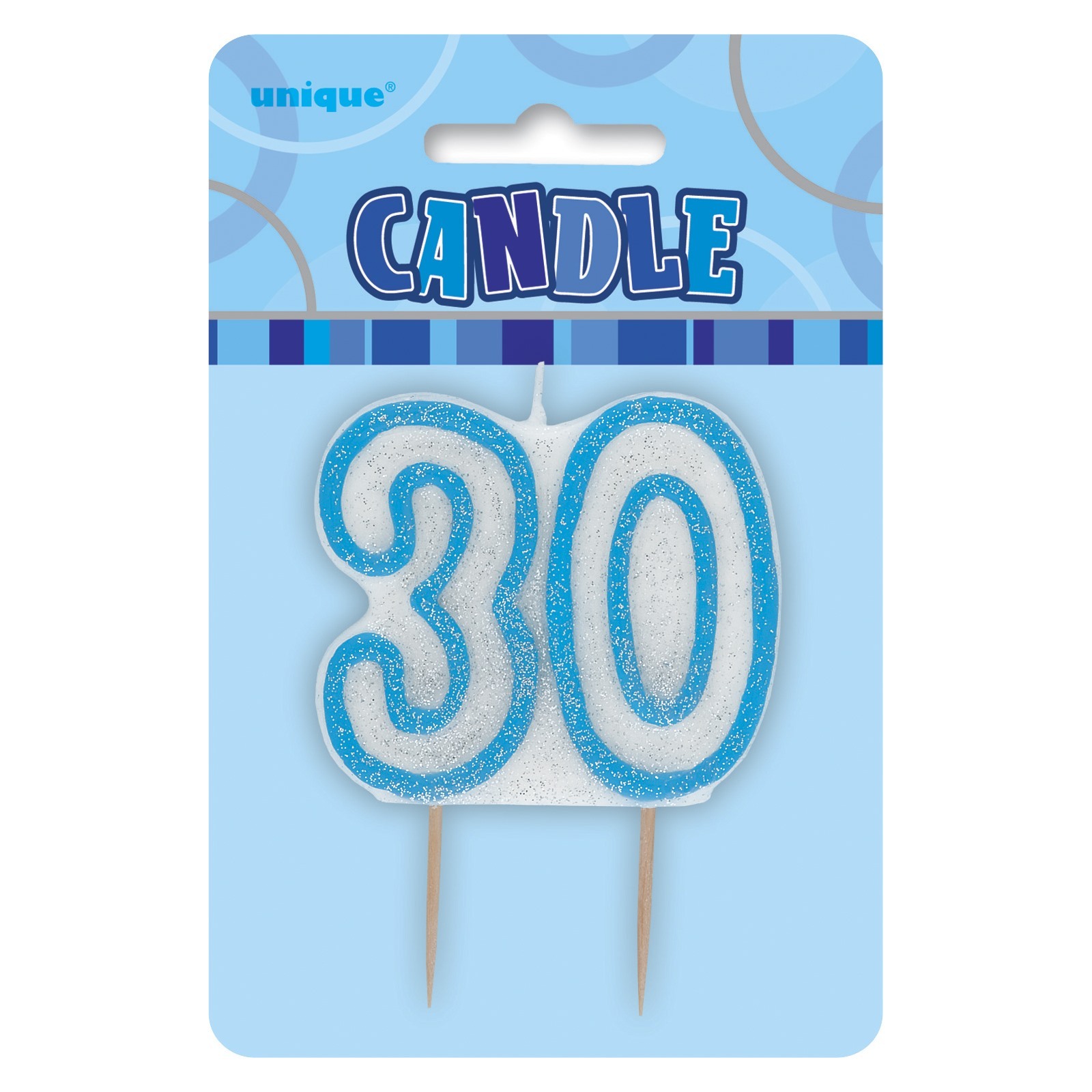 Glitz Blue 30th Birthday Candle