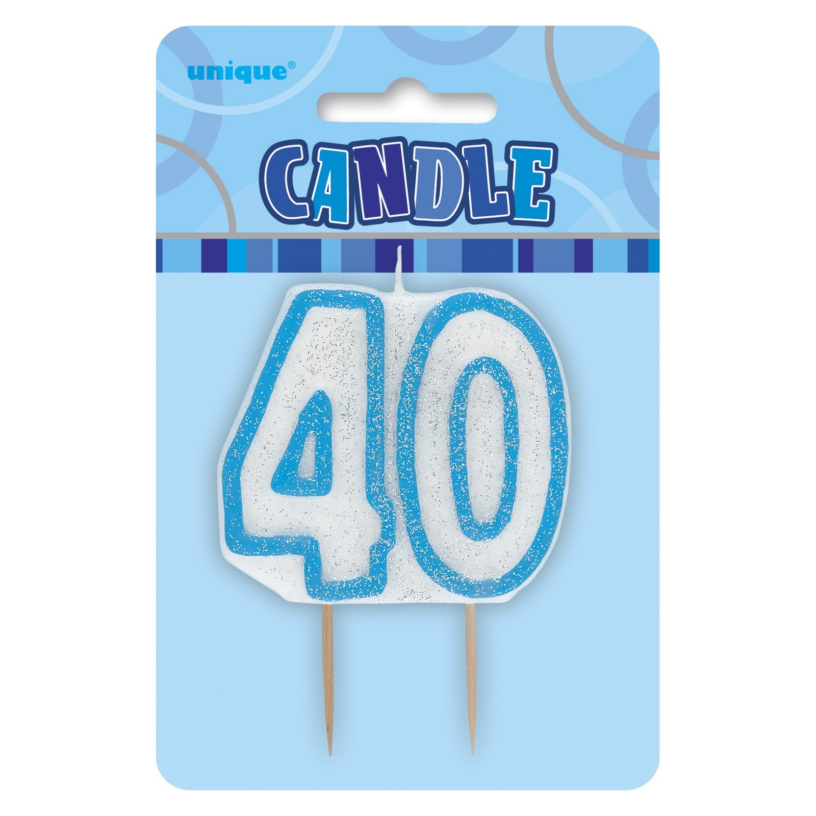 Glitz Blue 40th Birthday Candle