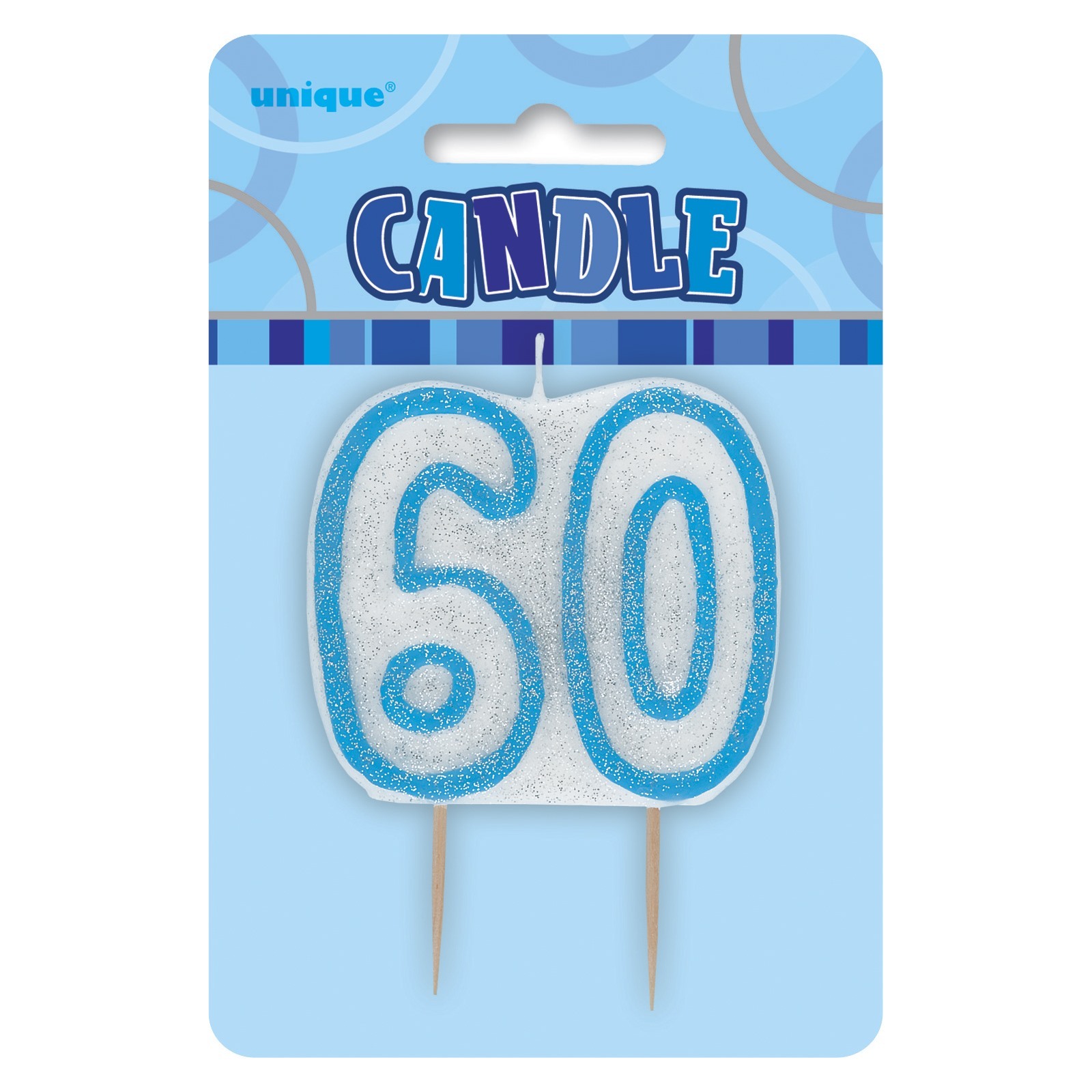 Glitz Blue 60th Birthday Candle