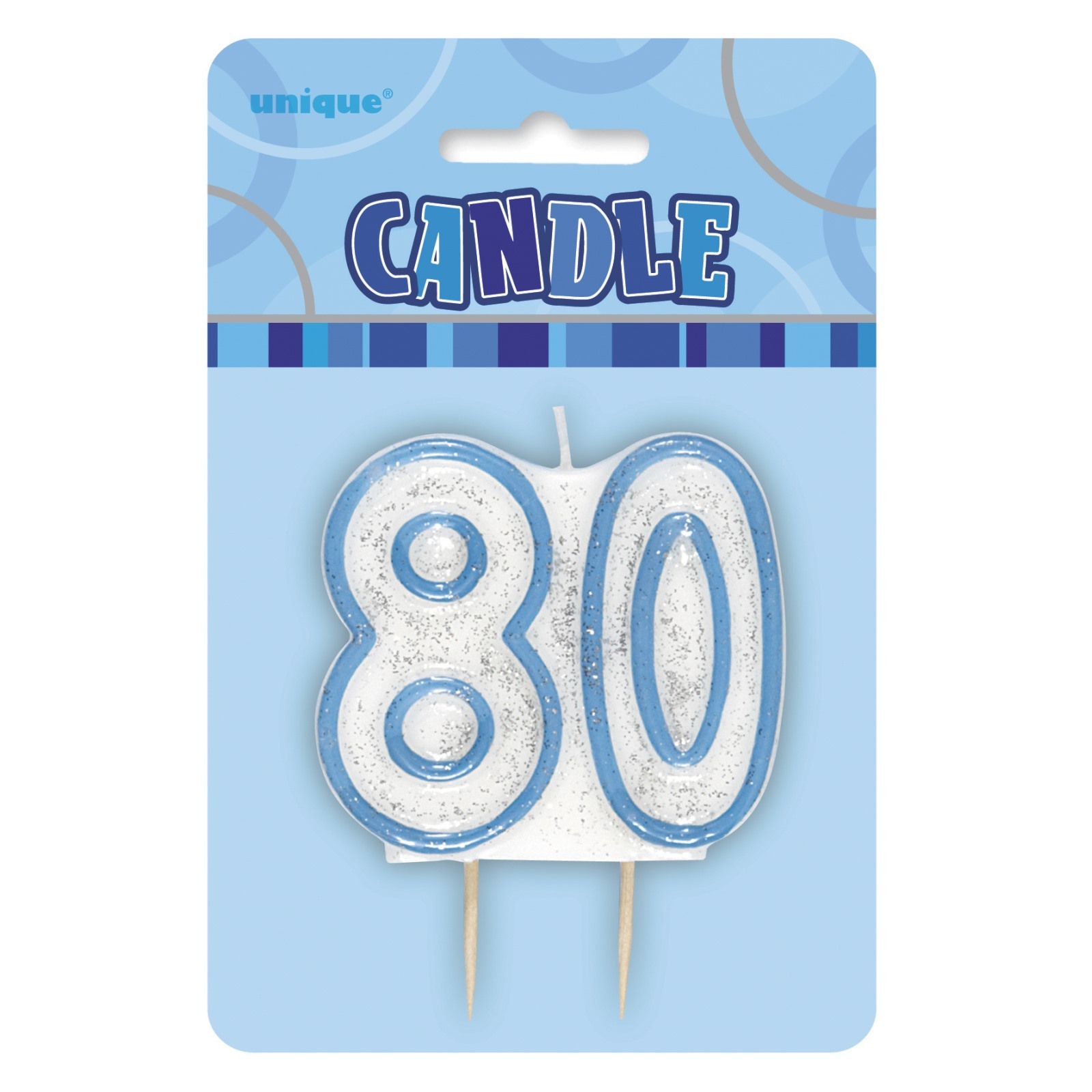 Glitz Blue 80th Birthday Candle