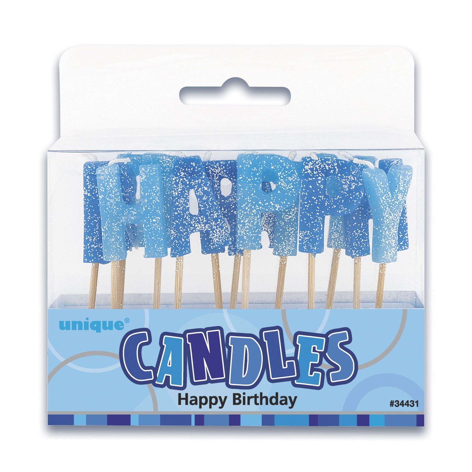 Glitz Blue Happy Birthday Candles