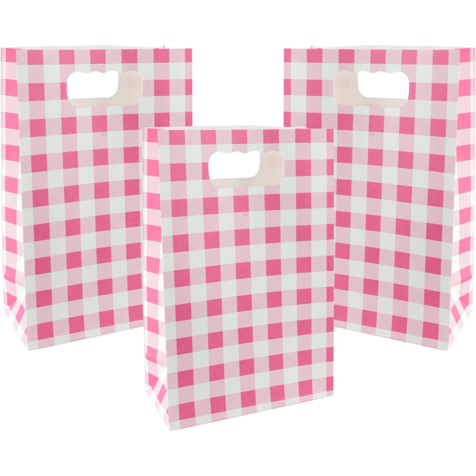 Pink Gingham Lolly/Treat Paper Bags (Pack of 6)