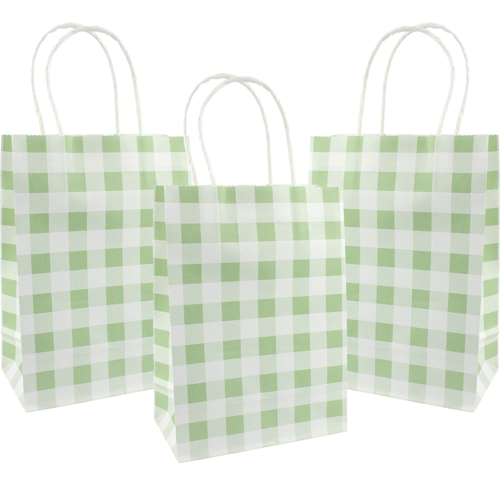 Green Gingham Gift Bags (Pack of 10)