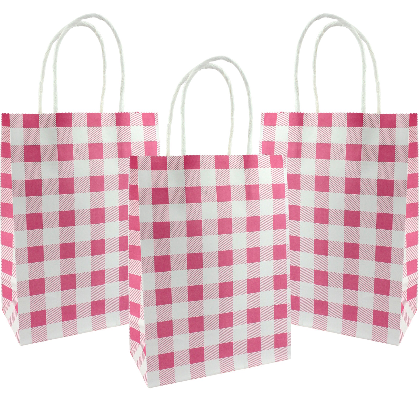 Pink Gingham Gift Bags (Pack of 10)