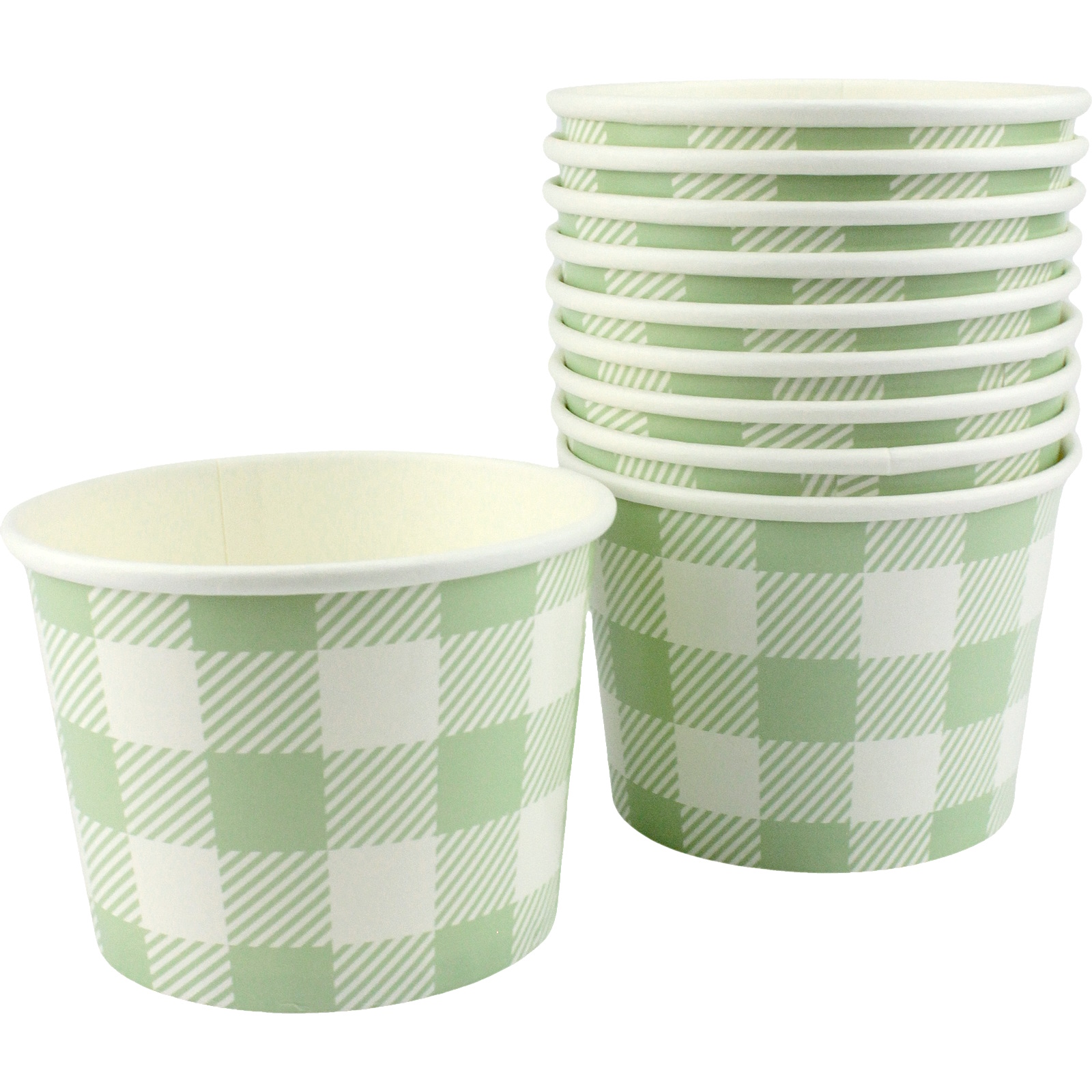 Green Gingham Paper Treat Cups (Pack of 10)