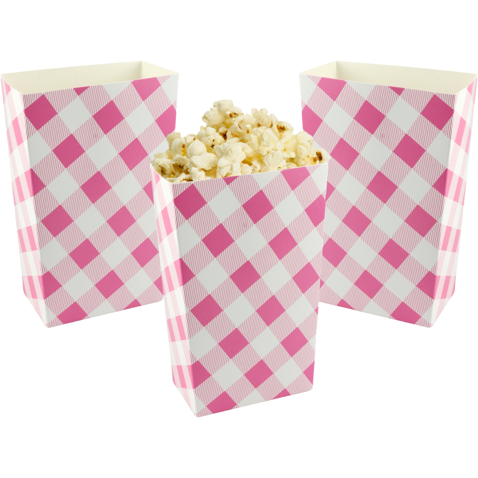 Pink Gingham Popcorn Boxes (Pack of 10)