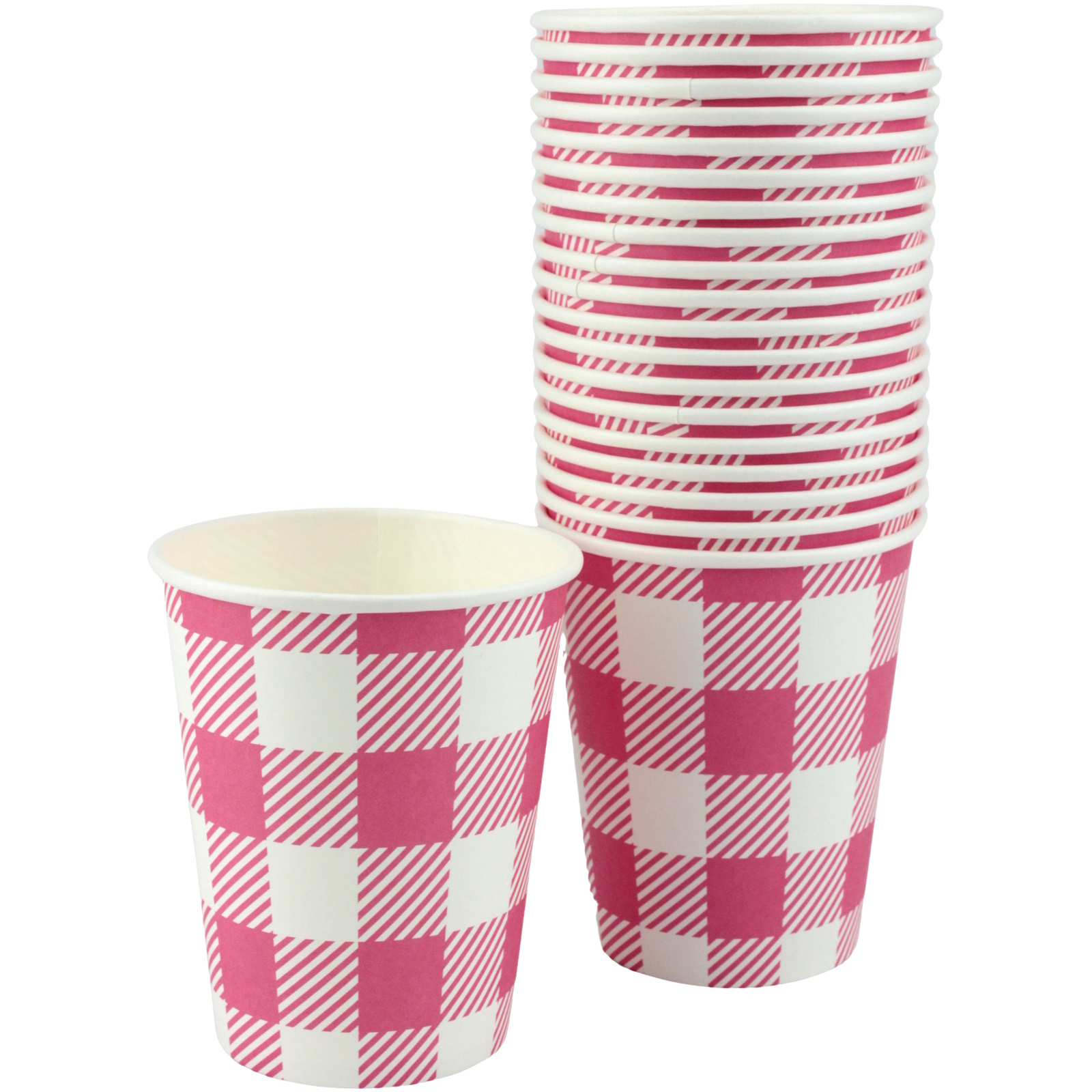 Pink Gingham Paper Cups (Pack of 20)