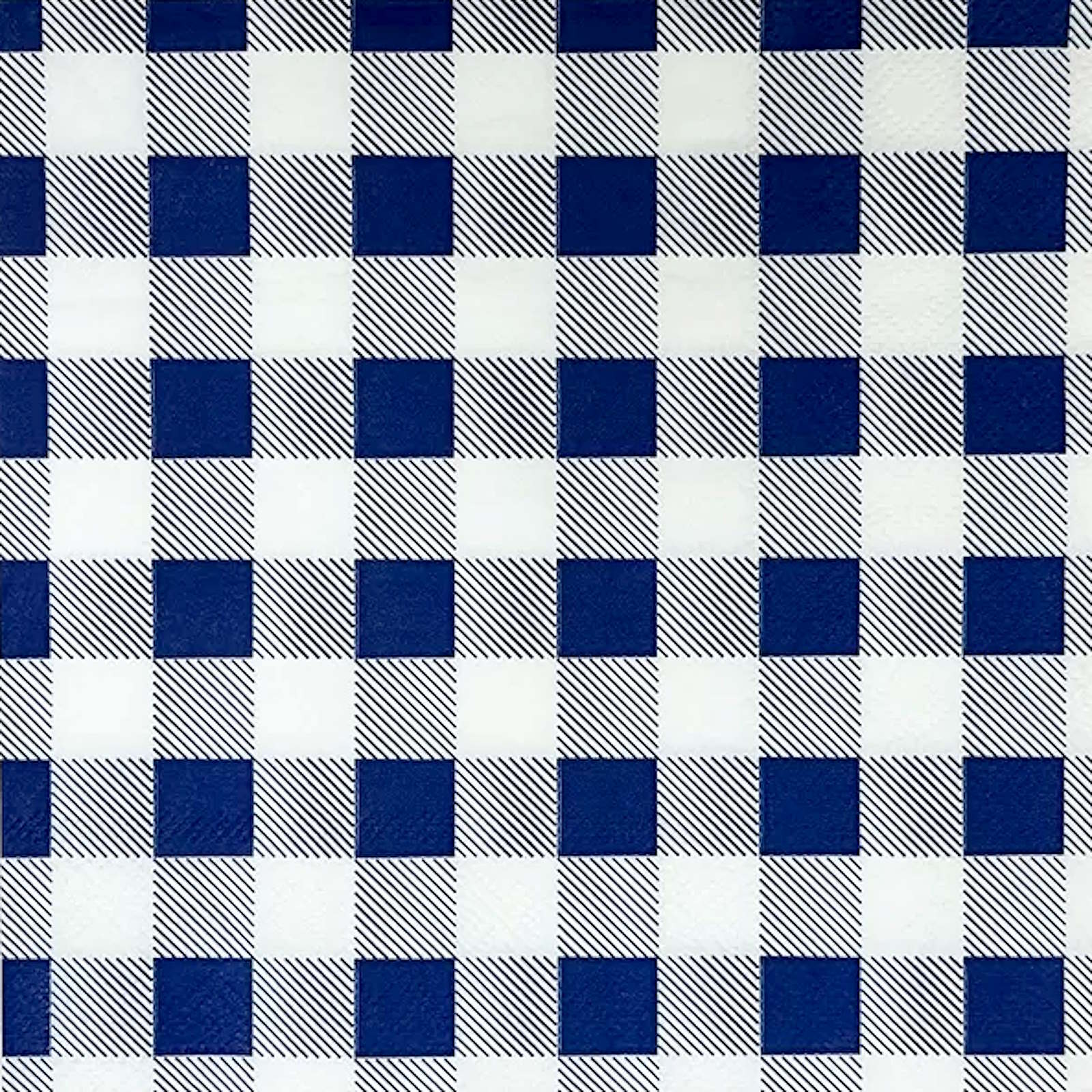 Navy Blue Gingham Large Napkins / Serviettes (Pack of 25)