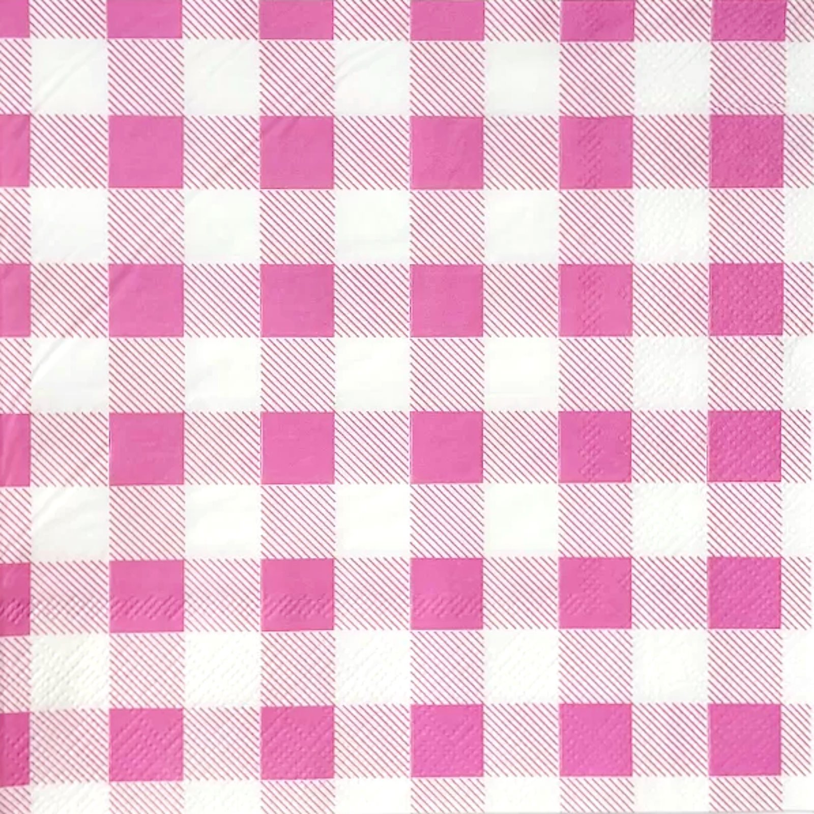 Pink Gingham Large Napkins / Serviettes (Pack of 25)