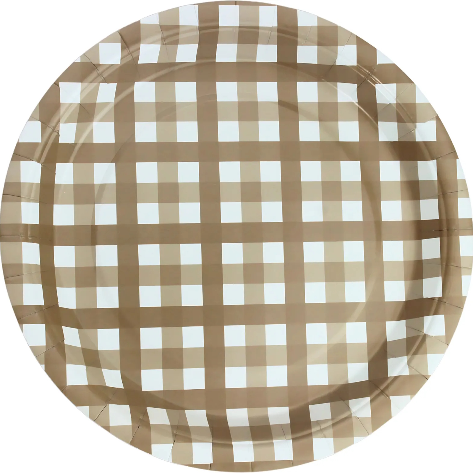 Brown Gingham Large Paper Plates (Pack of 8)