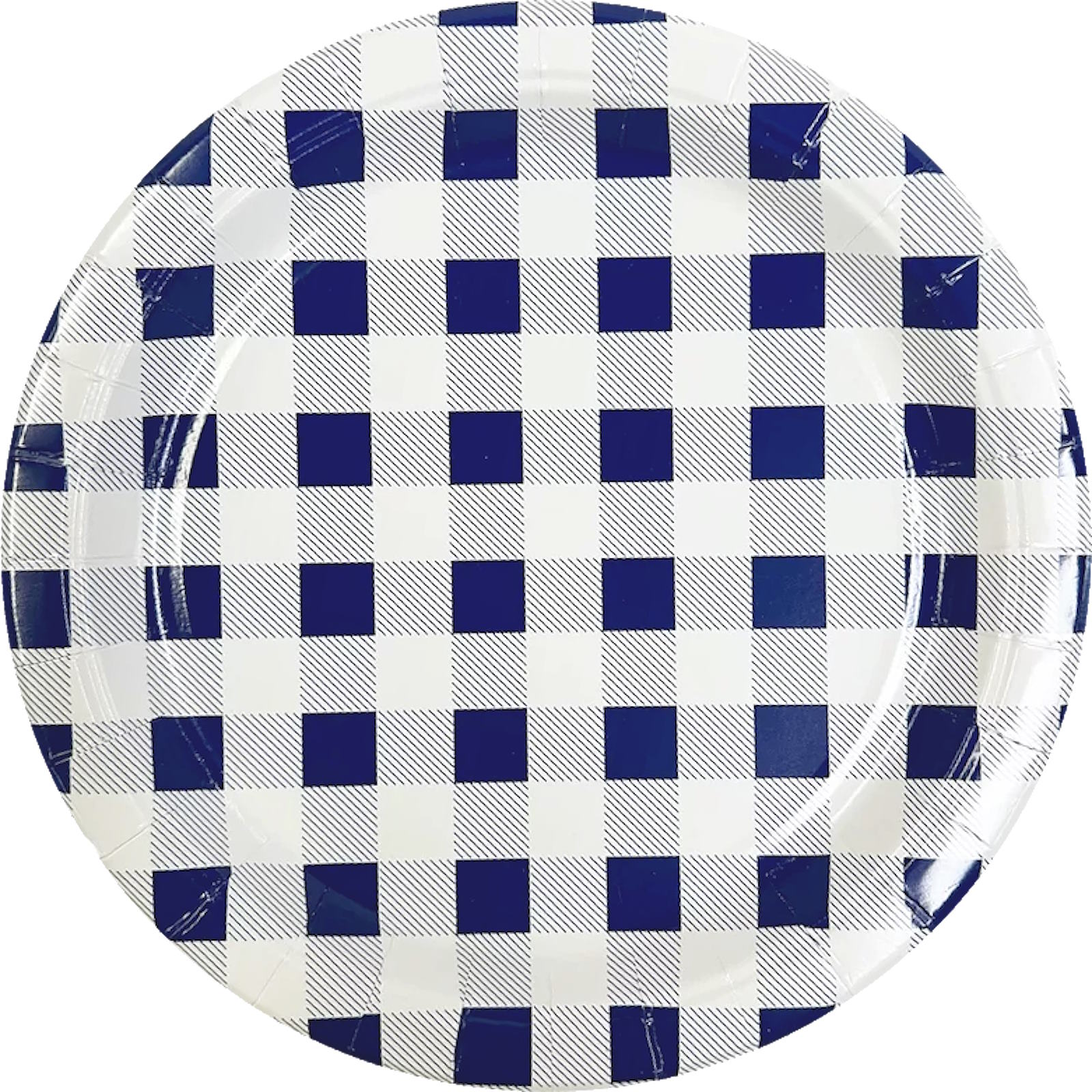 Navy Blue Gingham Large Paper Plates (Pack of 20)
