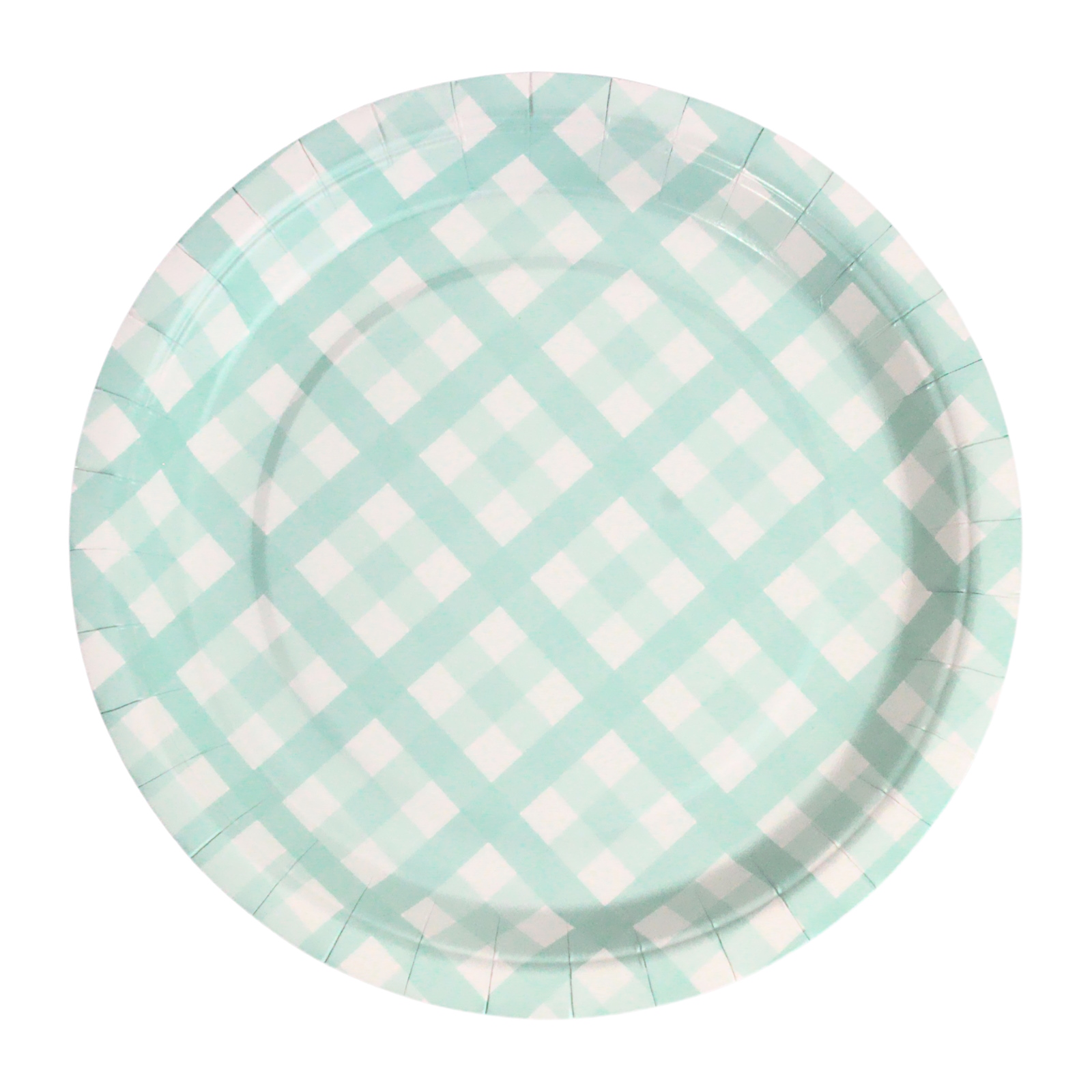 Pastel Mint Green Gingham Small Paper Plates (Pack of 8)