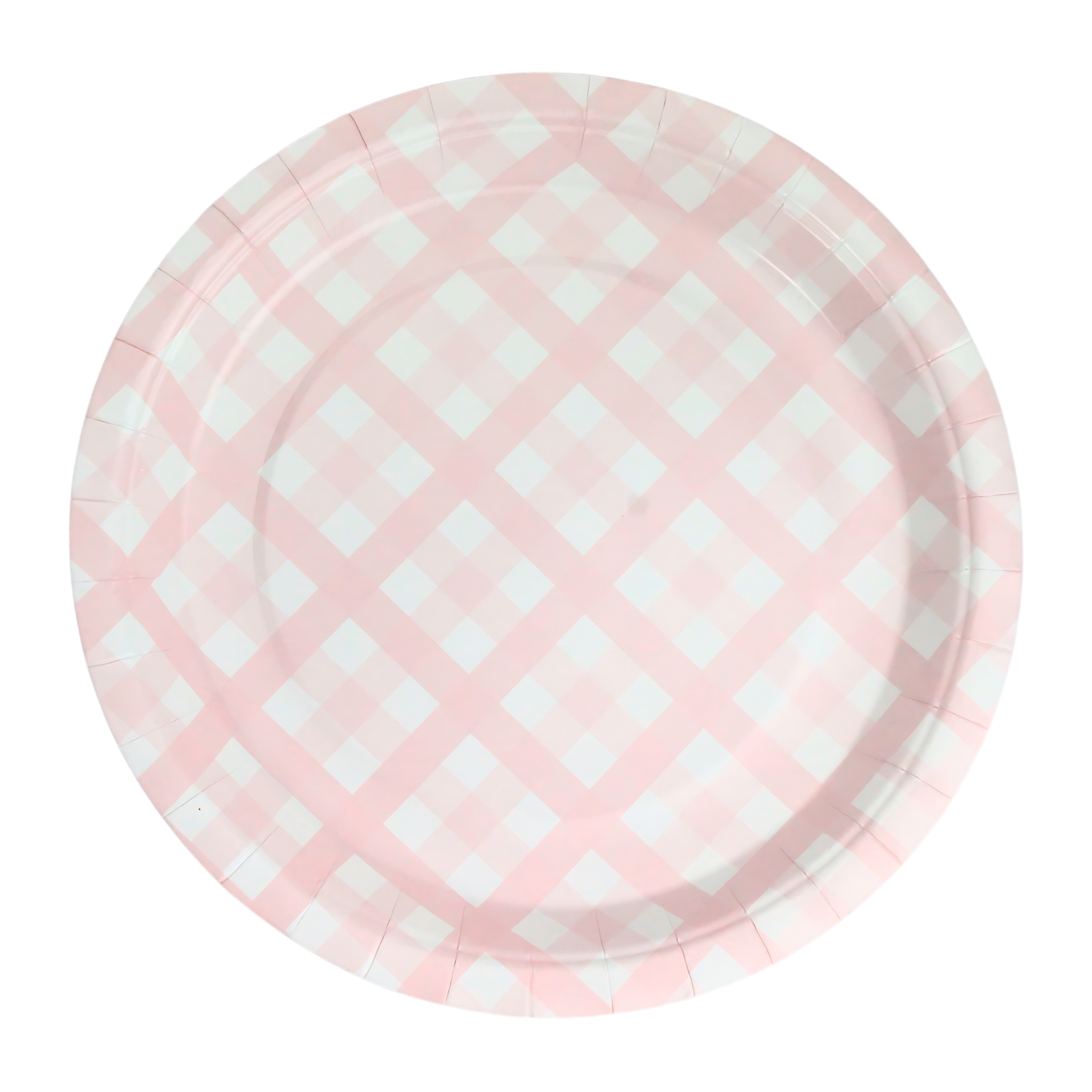 Pastel Pink Gingham Small Paper Plates (Pack of 8)