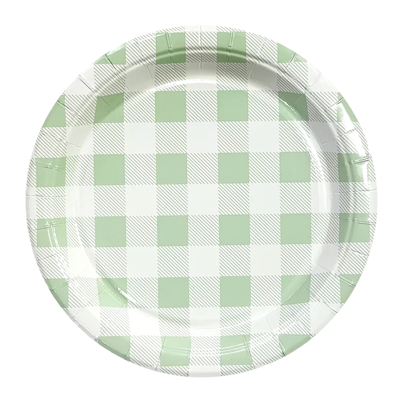 Green Gingham Small Paper Plates (Pack of 20)