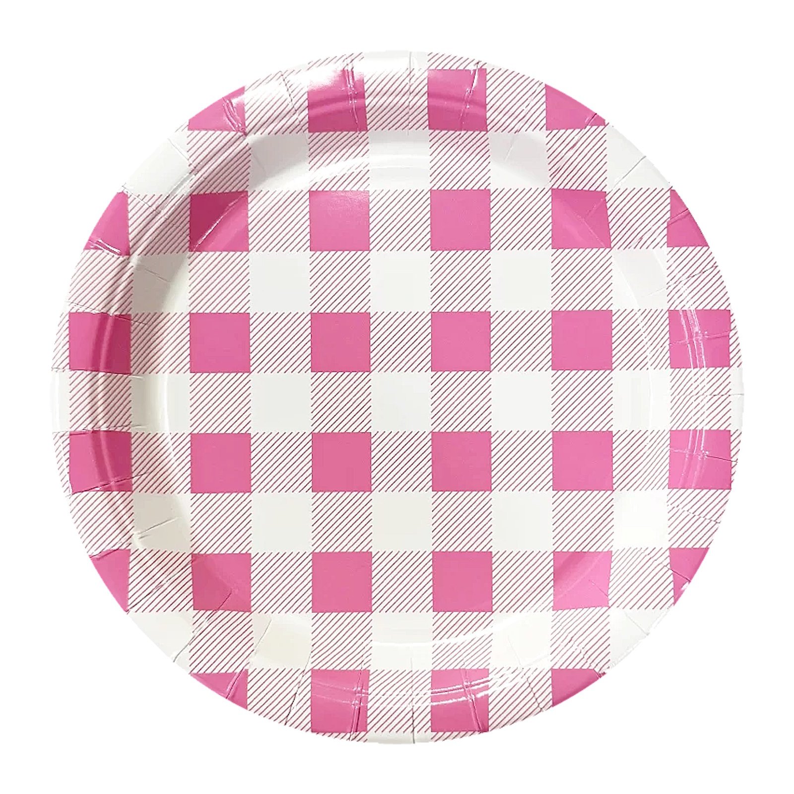 Pink Gingham Small Paper Plates (Pack of 20)