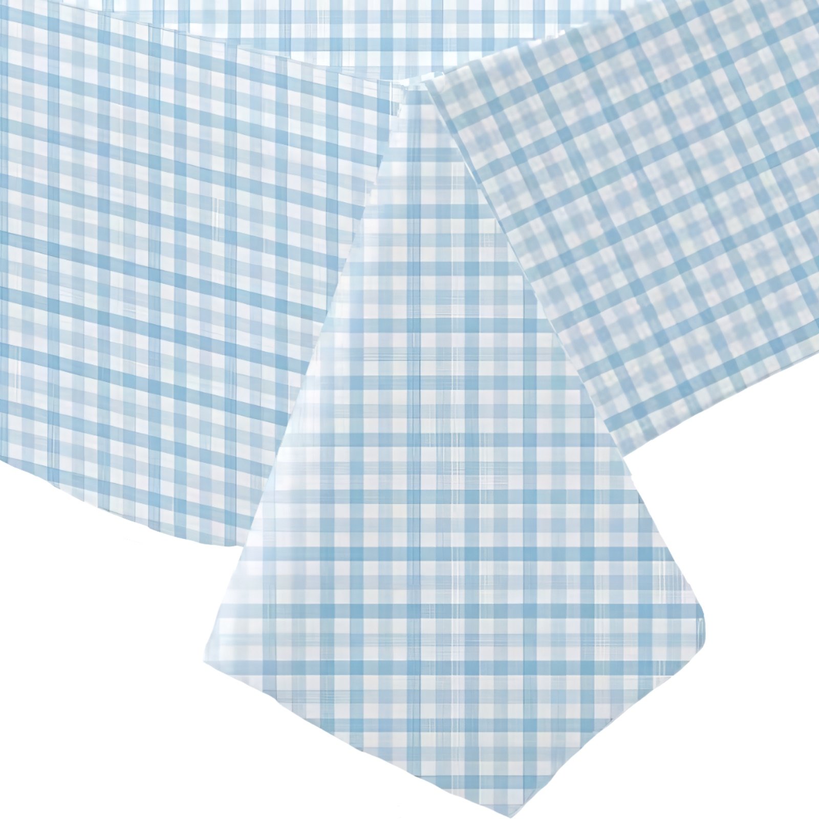 Pastel Blue Gingham Paper Tablecloth