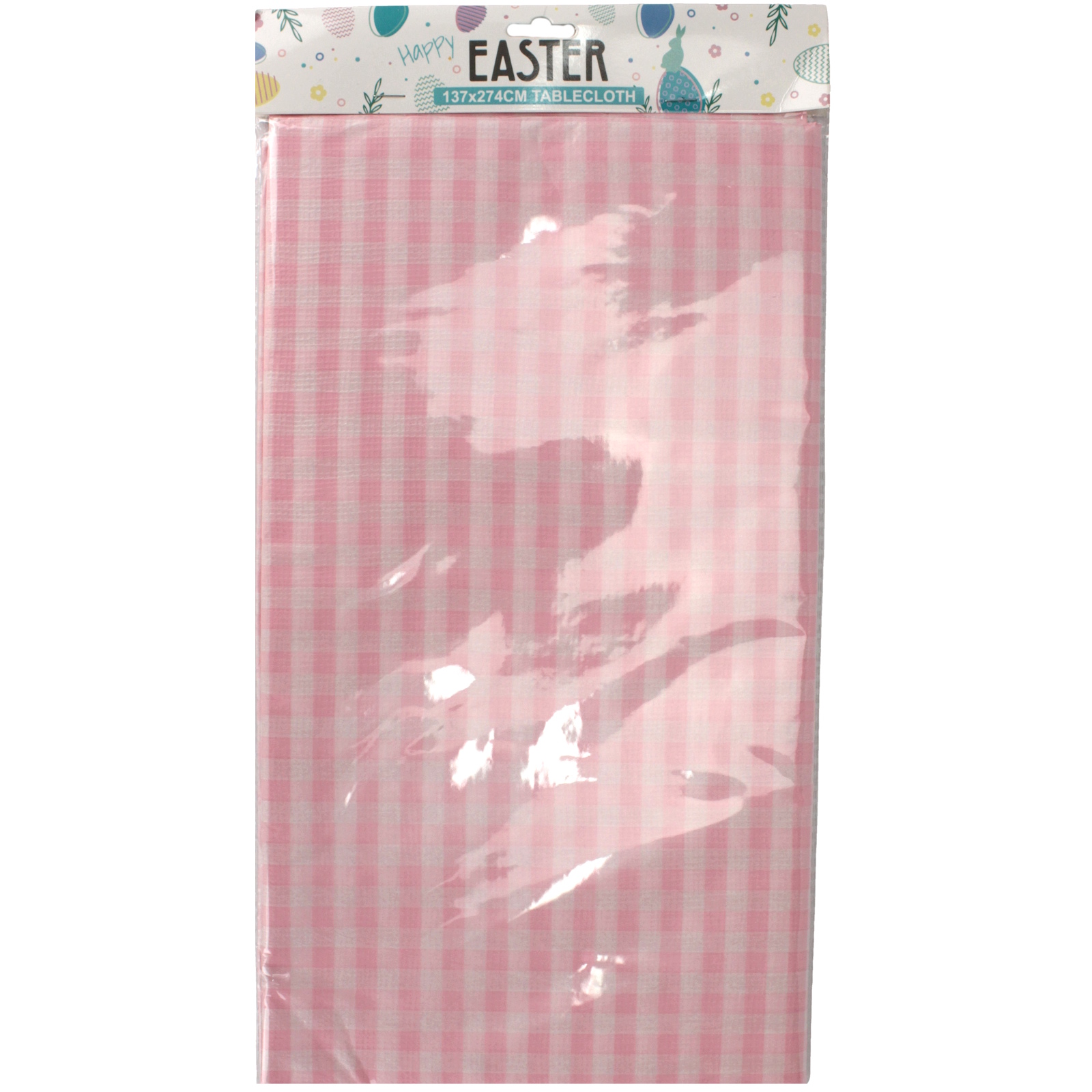 Pastel Pink and White Gingham Paper Tablecloth 