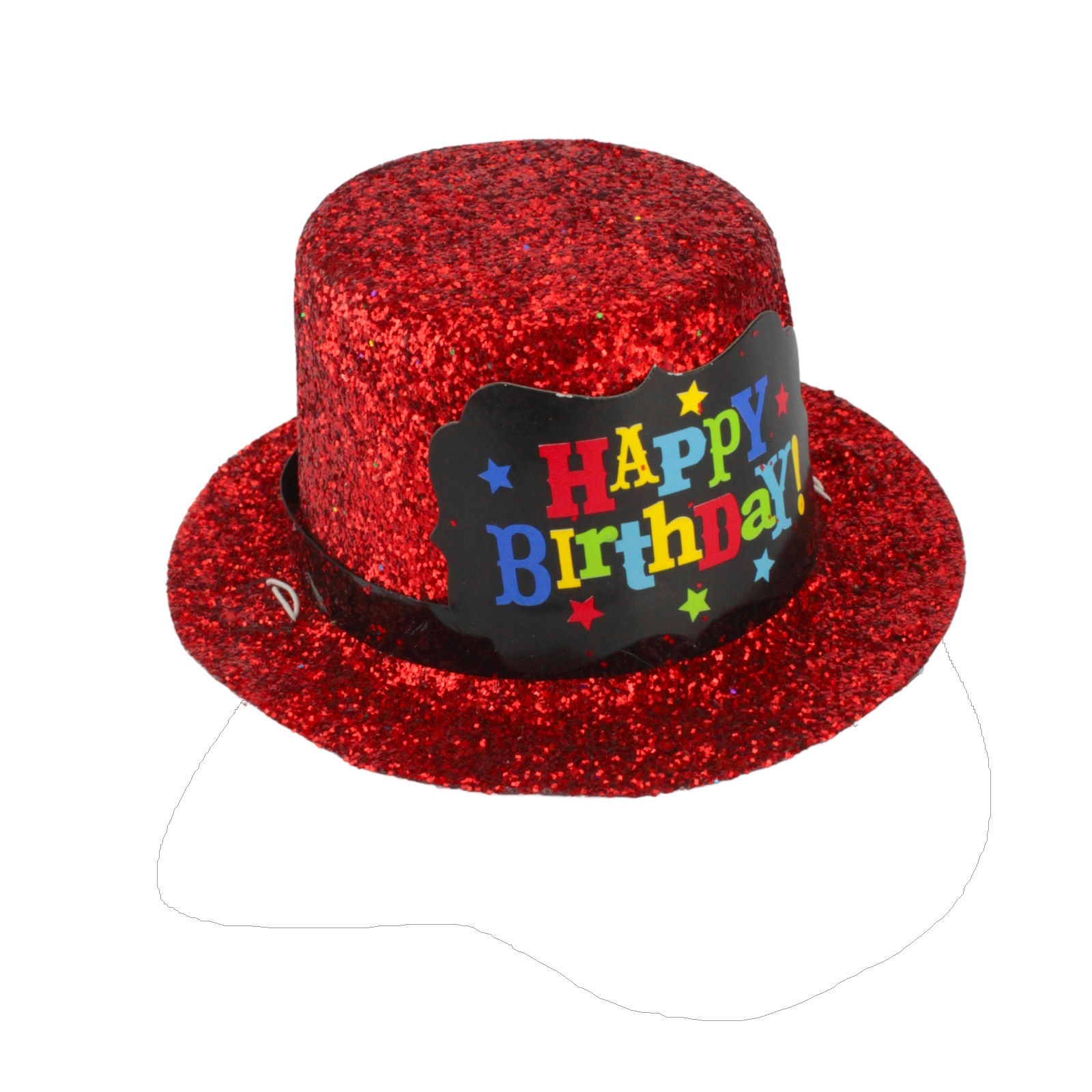 Mini Red Glitter Plastic Happy Birthday Hat 