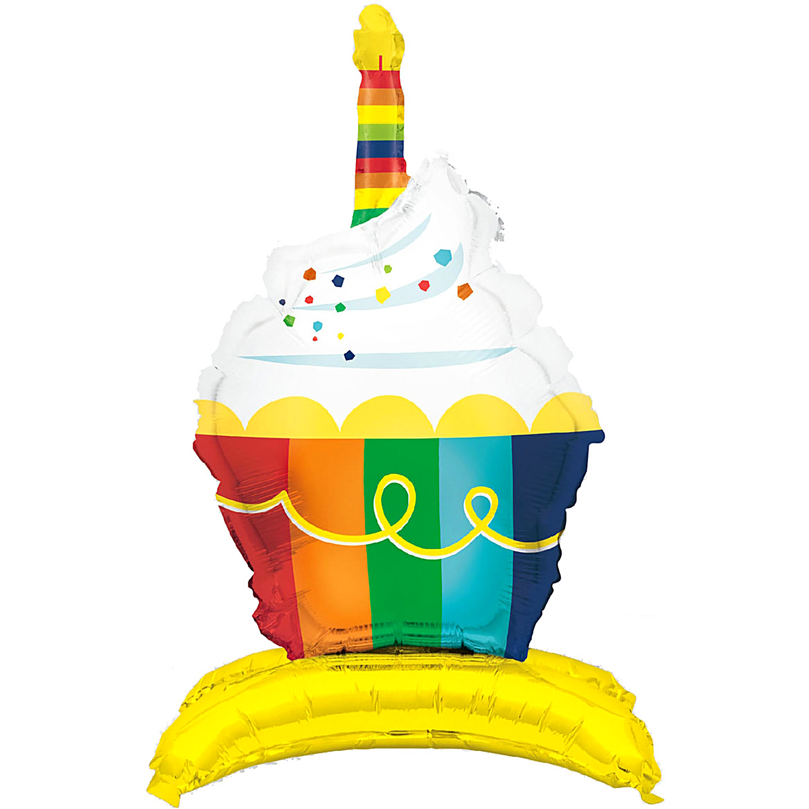 Rainbow Cupcake Standing Air Fill Balloon 72cm
