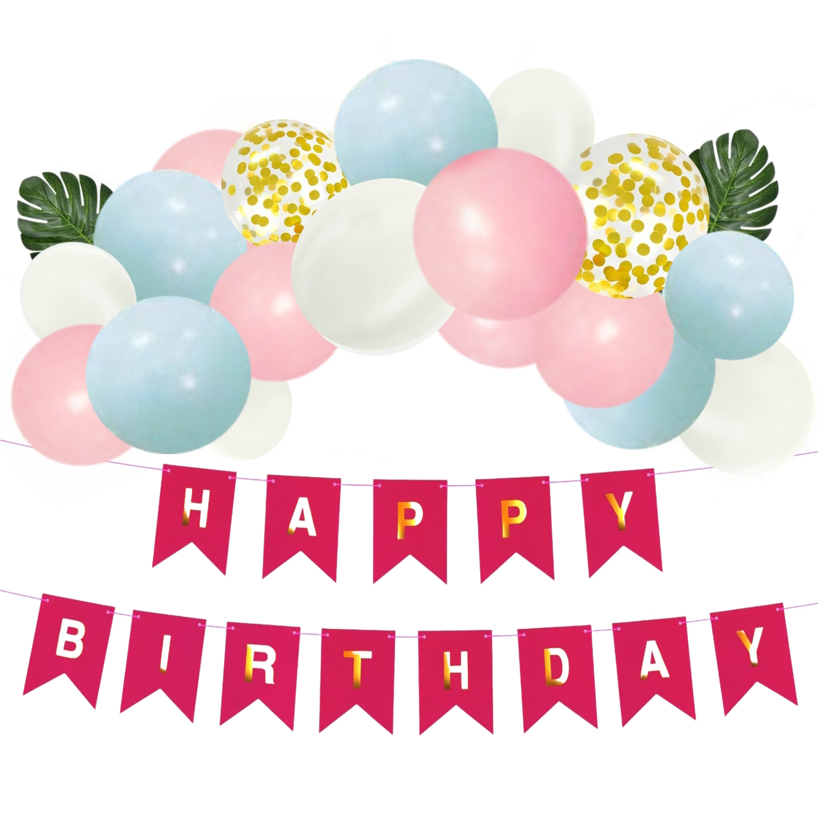 Pink Tropical Happy Birthday Balloon Banner Kit