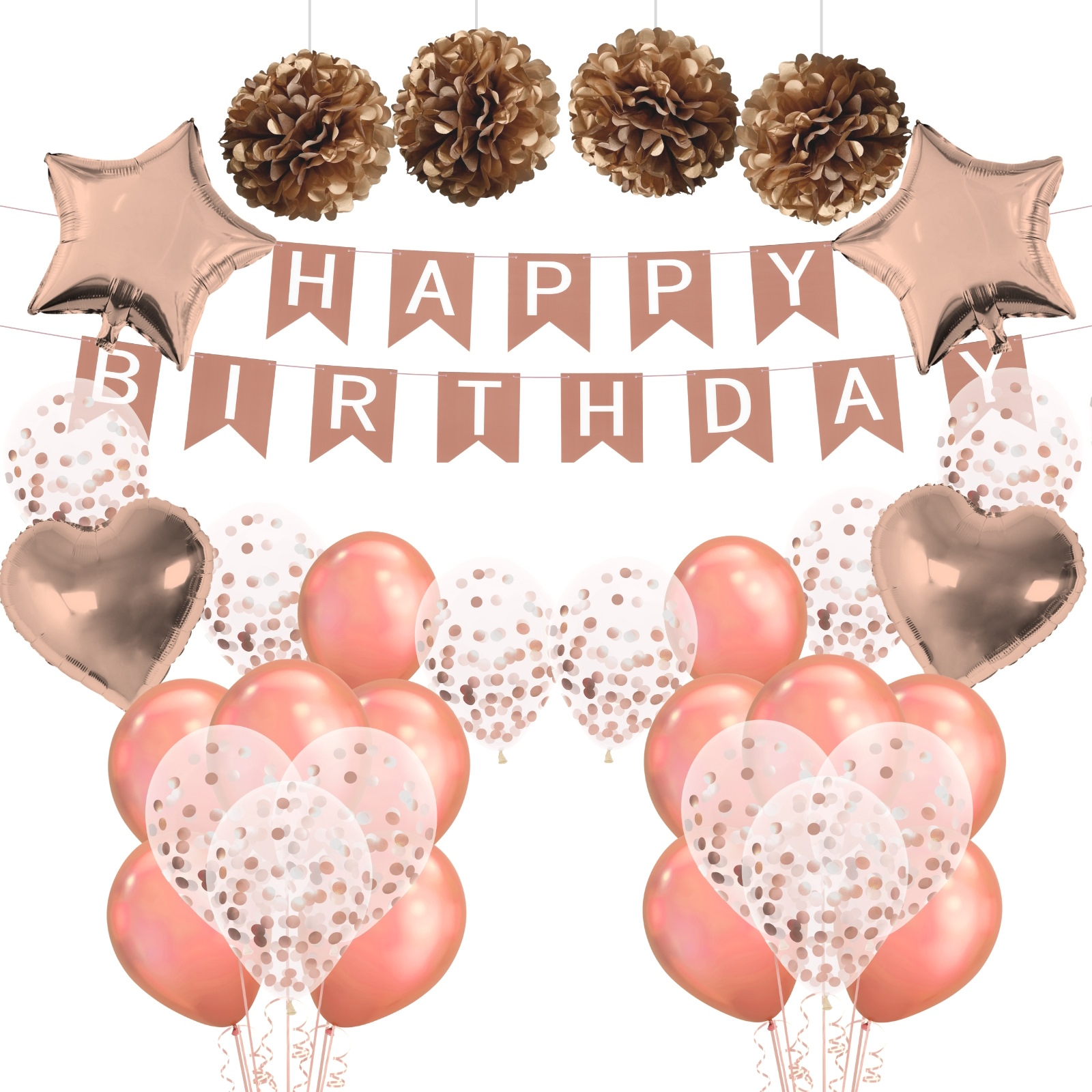 Happy Birthday Rose Gold Balloon Decorating Kit