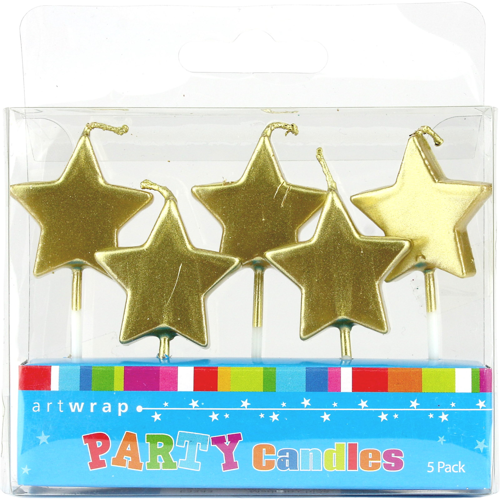 Metallic Gold Star Candles (Pack of 5)