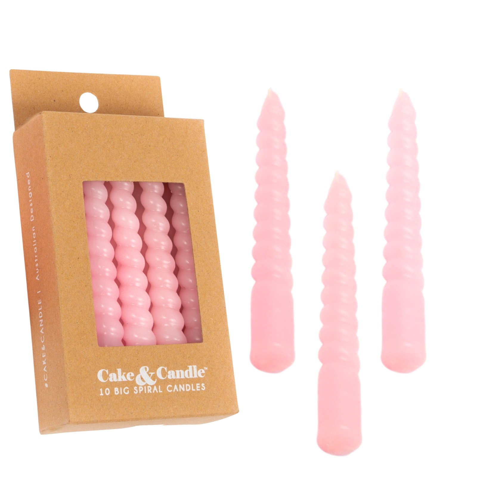 Light Pink Large Spiral Candles (Pack of 10) 