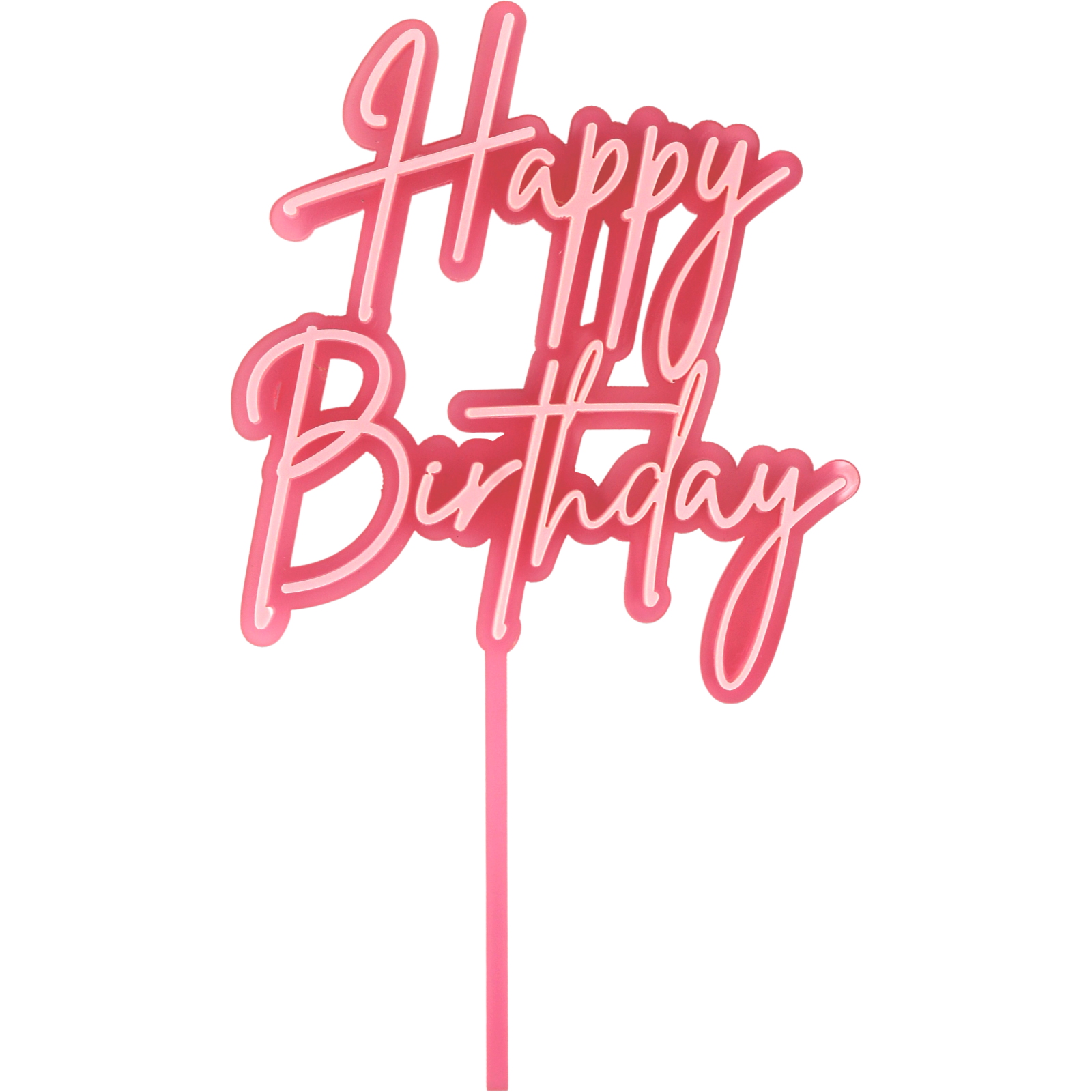 Pink Layered Happy Birthday Acrylic Cake Topper