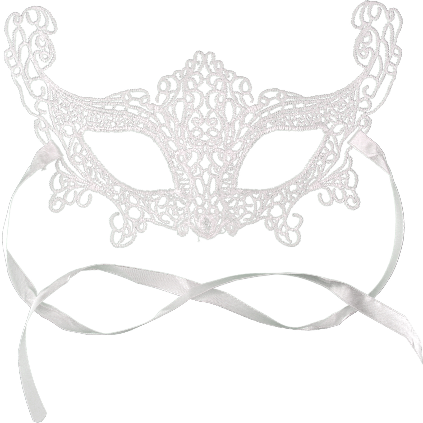 Adult White Fancy Lace Masquerade Mask