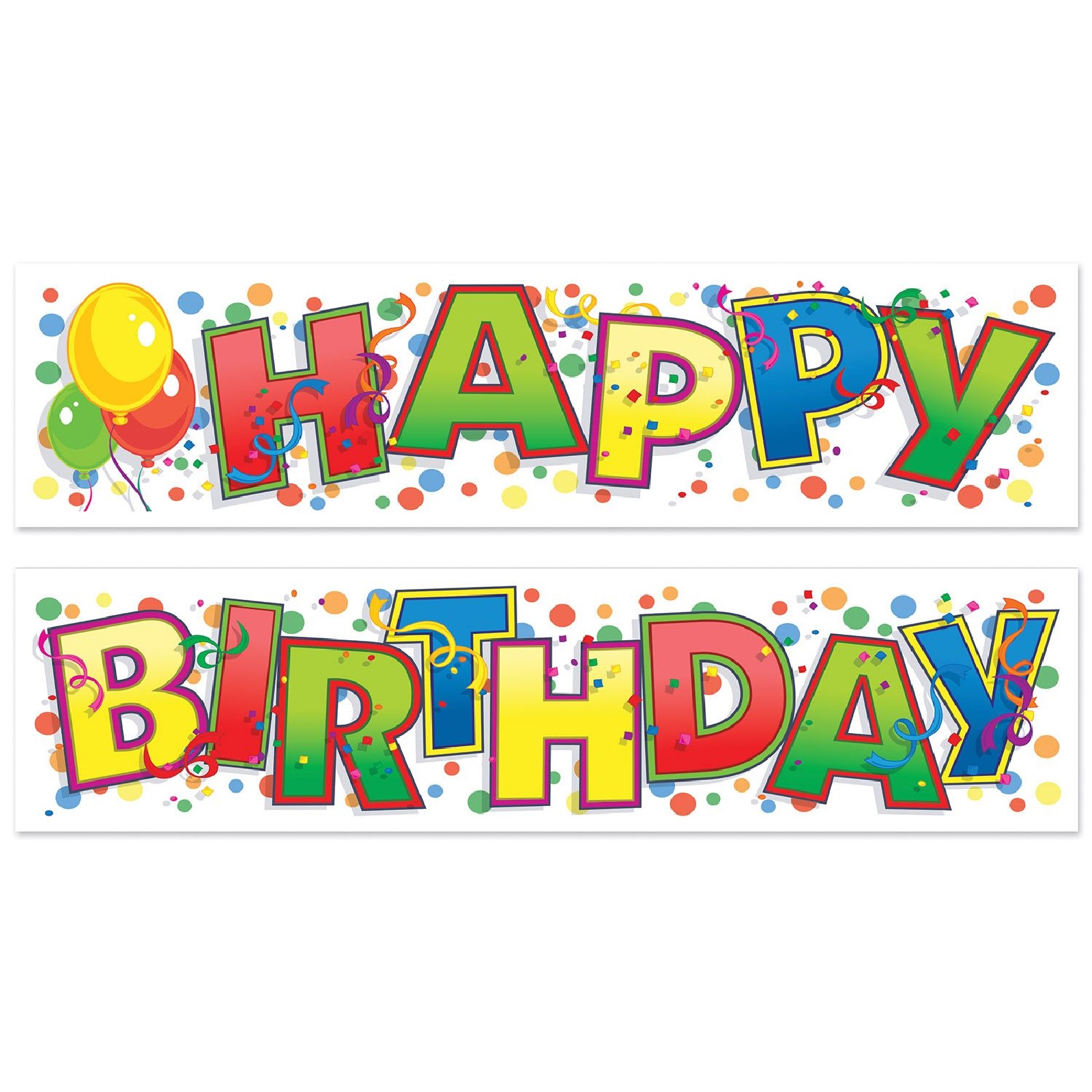 Happy Birthday Plastic Banner (2 Pieces)