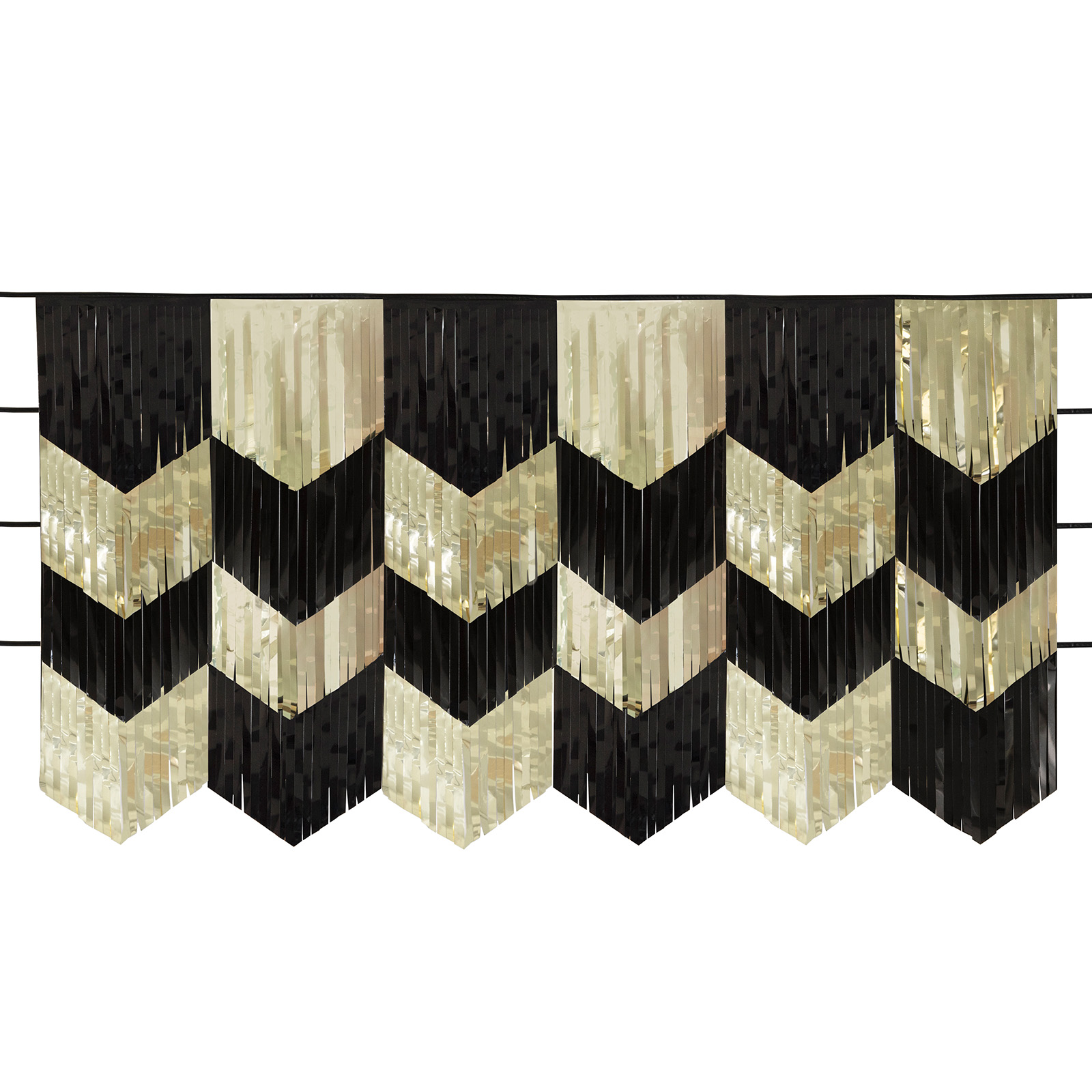 Black and Gold Chevron Fringe Backdrop Decoration