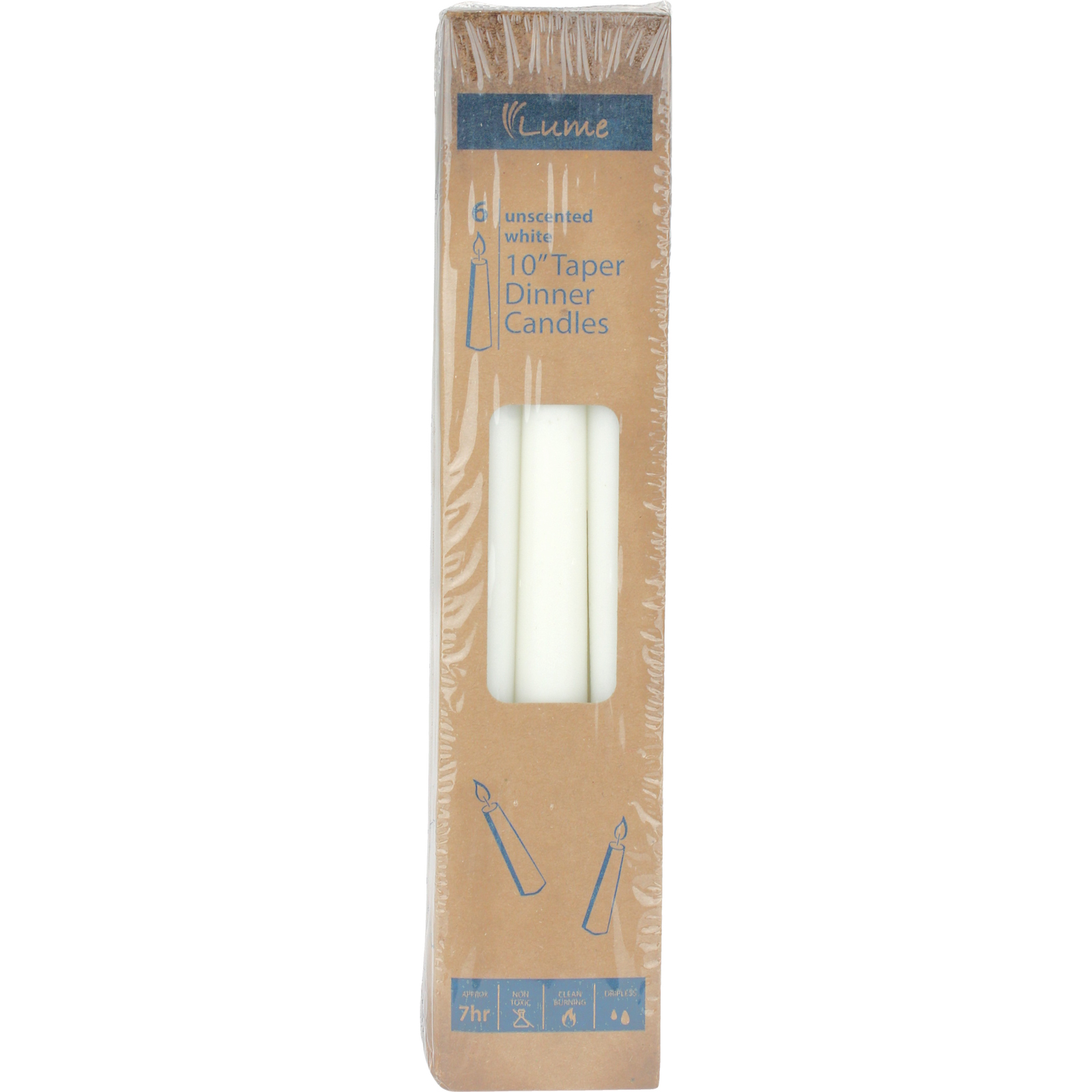 White Unscented Taper Candles 25cm (Pack of 6) 
