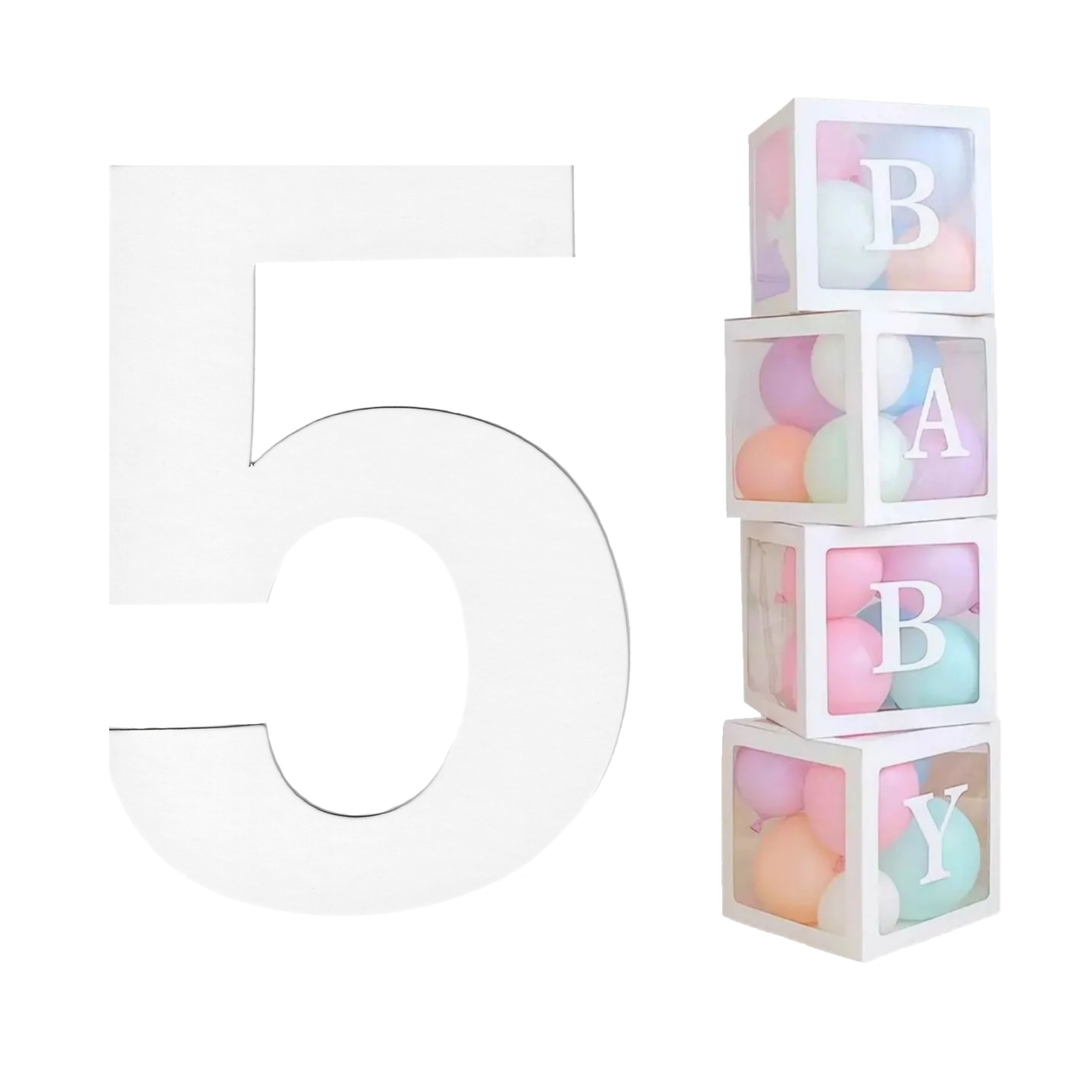 White Cardboard Number 5 (Pack of 2)