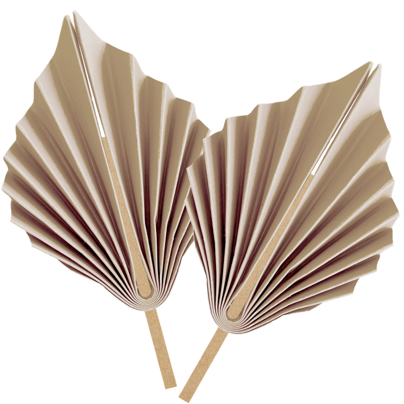 White Sand Palm Leaf Paper Fan Decorations (Pack of 2)