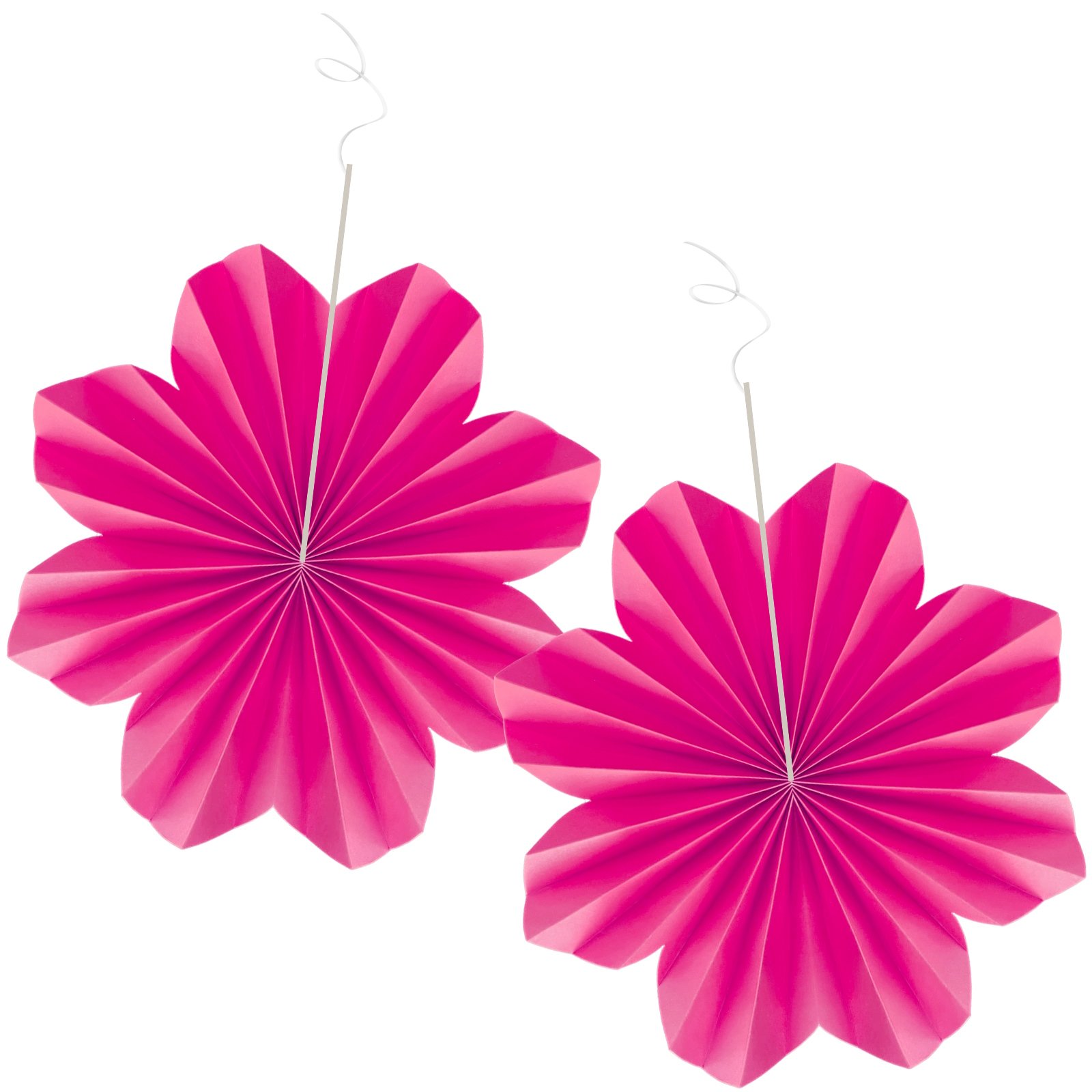 Flamingo Paper Daisy Fan Decorations (Pack of 2)