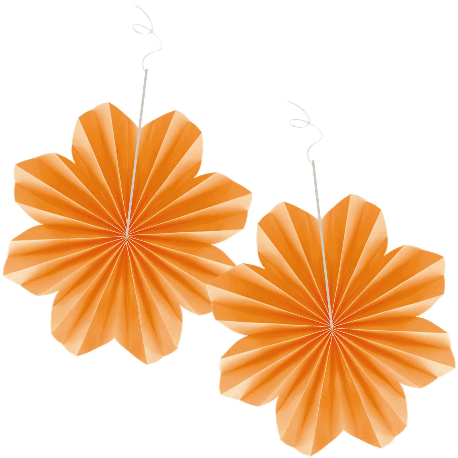 Tangerine Paper Daisy Fan Decorations (Pack of 2)