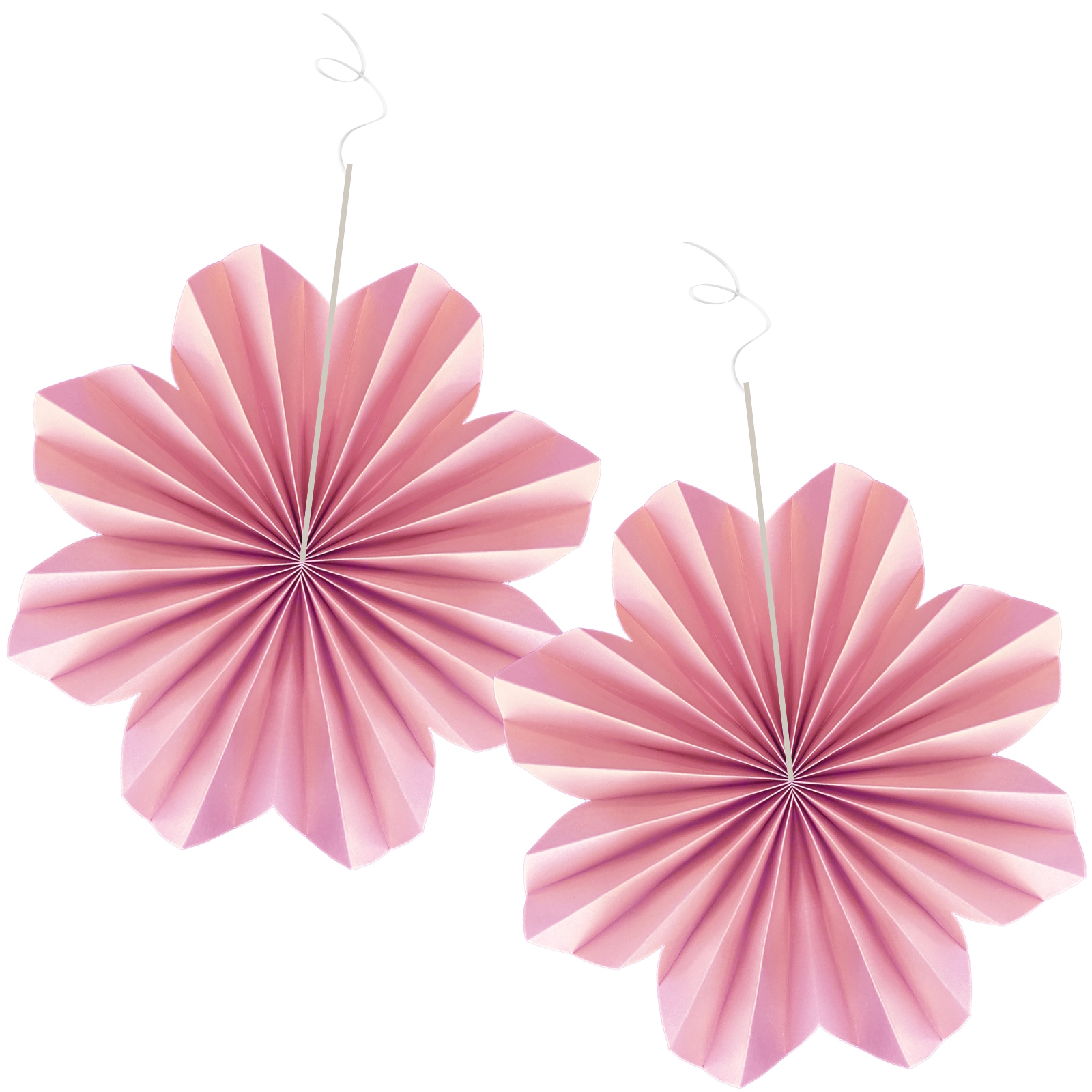 Pastel Pink Paper Daisy Fan Decorations (Pack of 2)