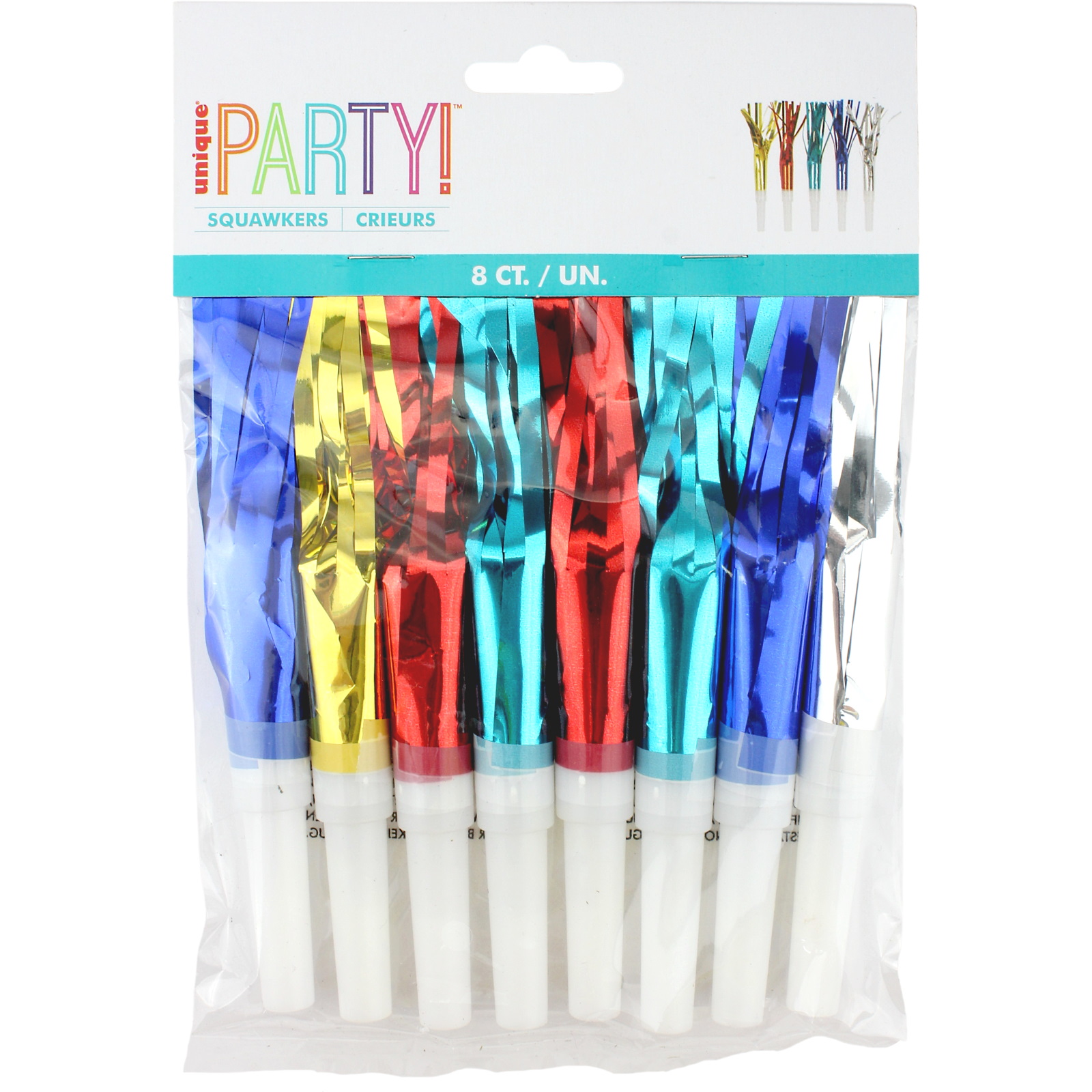 Assorted Foil Fringed Party Blowers (Pack of 8)