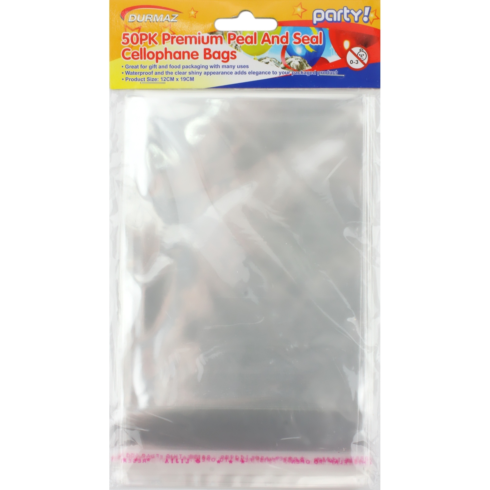 Clear Peel and Seal Cello Bags 12cm x 19cm (Pack of 50)