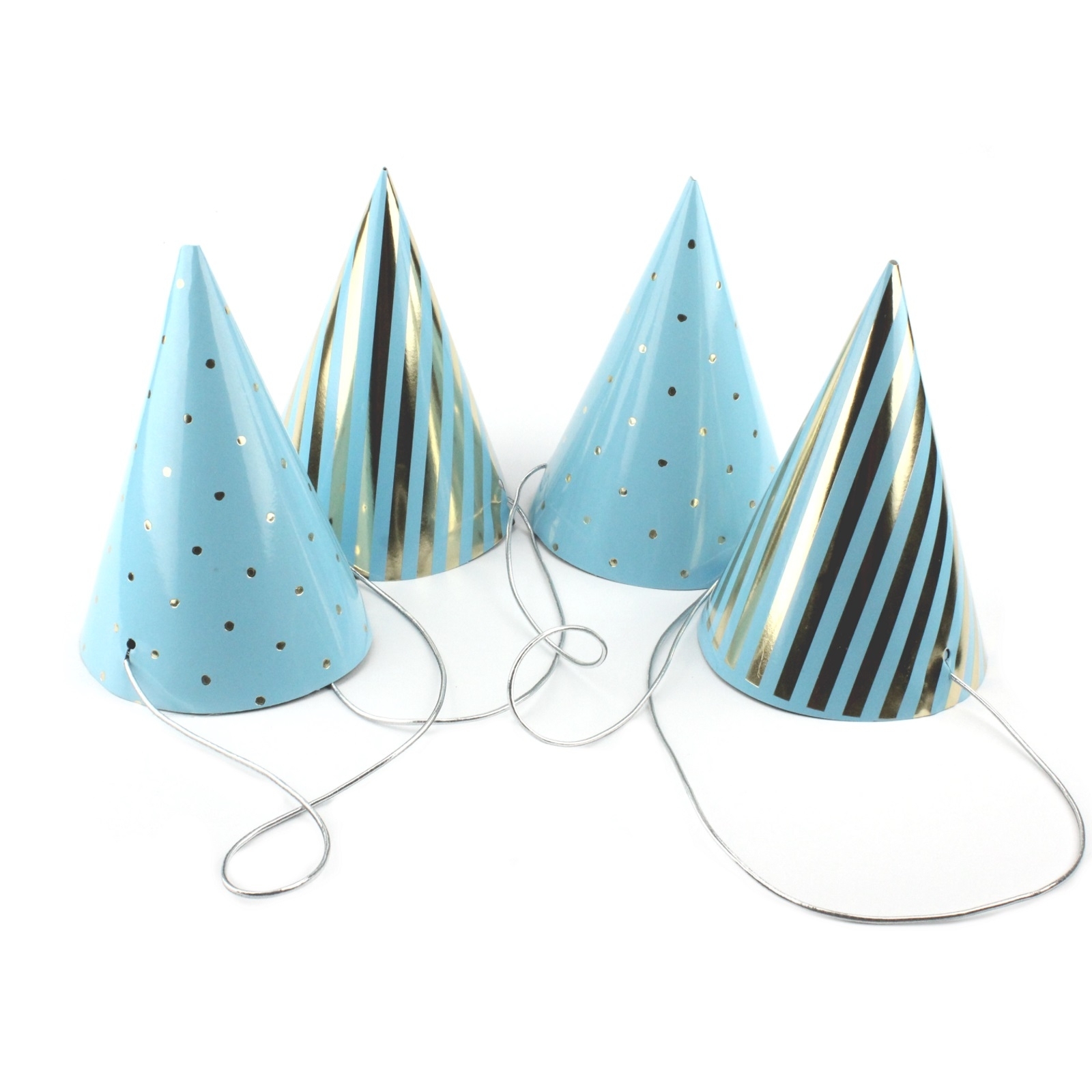 Blue and Gold Foil Party Hats (Pack of 4)
