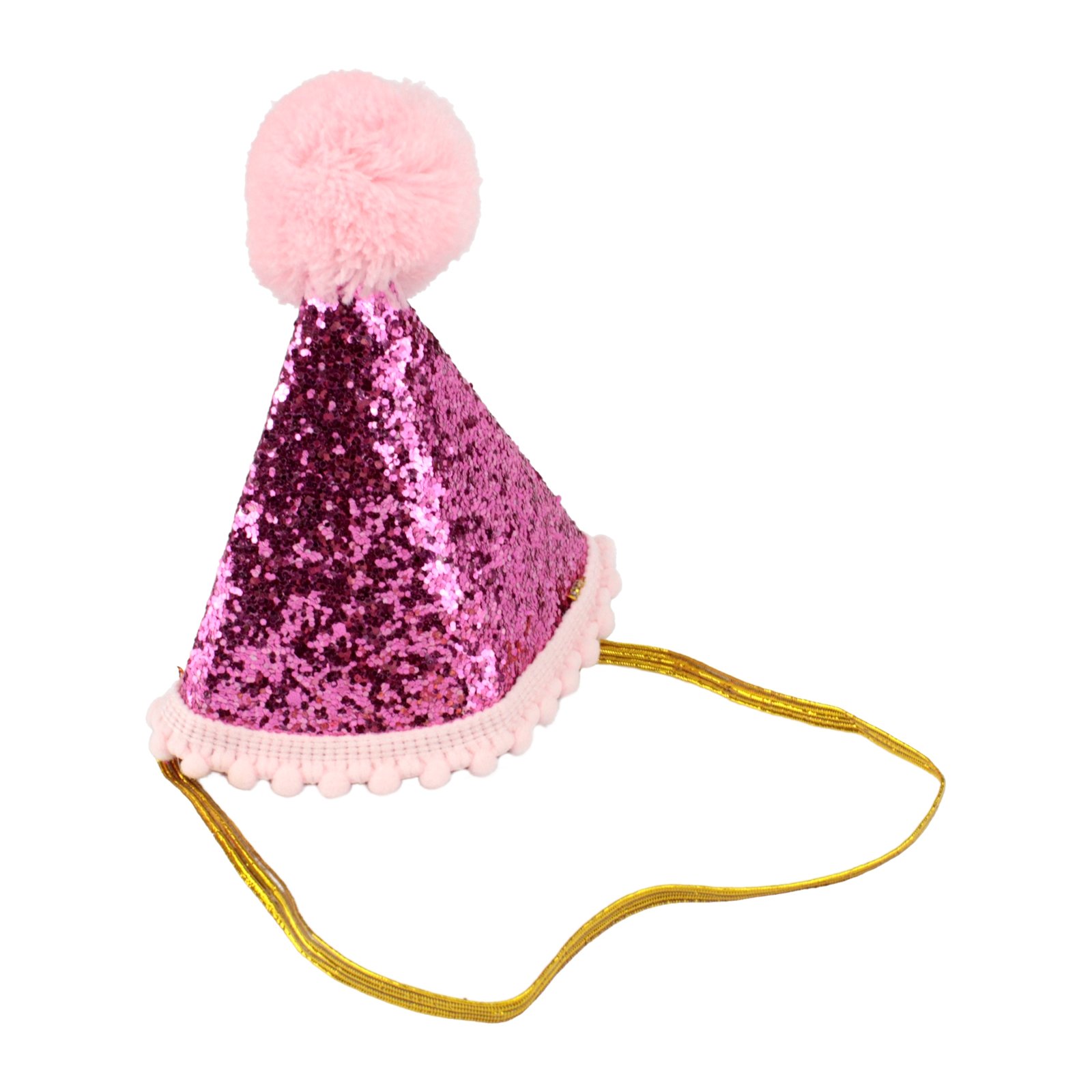 Mini Deluxe Glitter Pink Pom Pom Party Hat